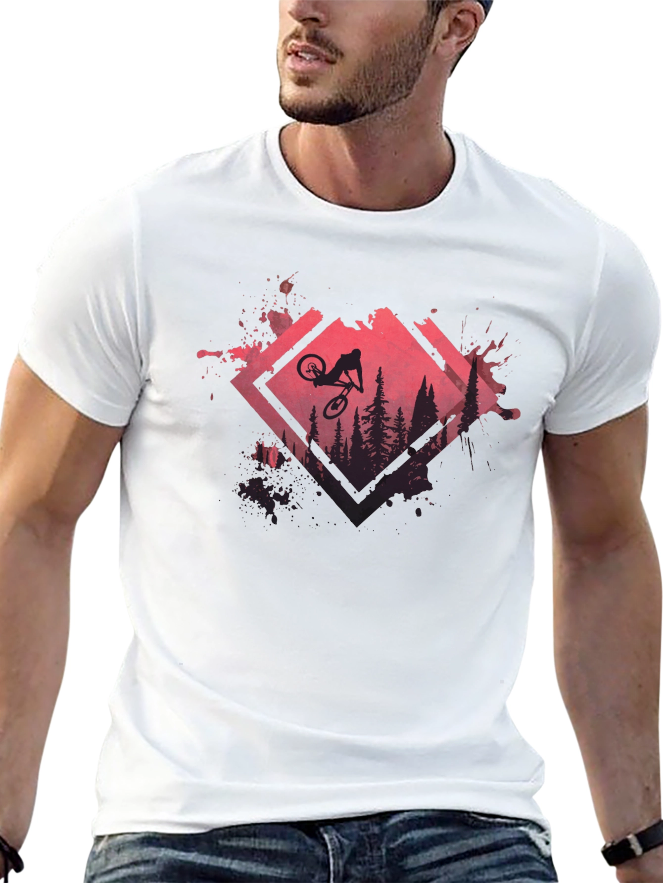Mountain Bike Silhouette Graphic Tee - Black
