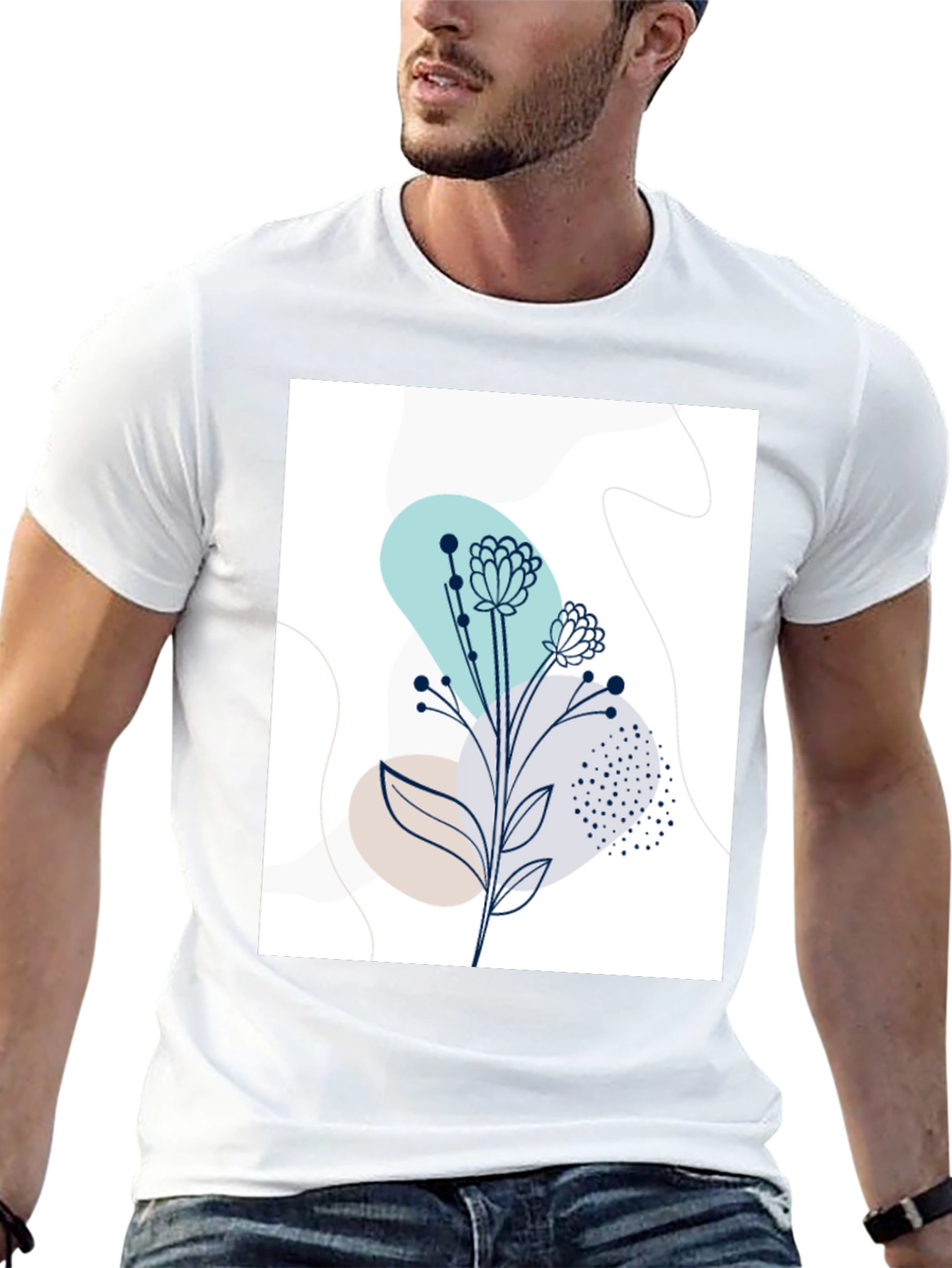 Modern Floral Graphic Tee - Stylish Botanical Design