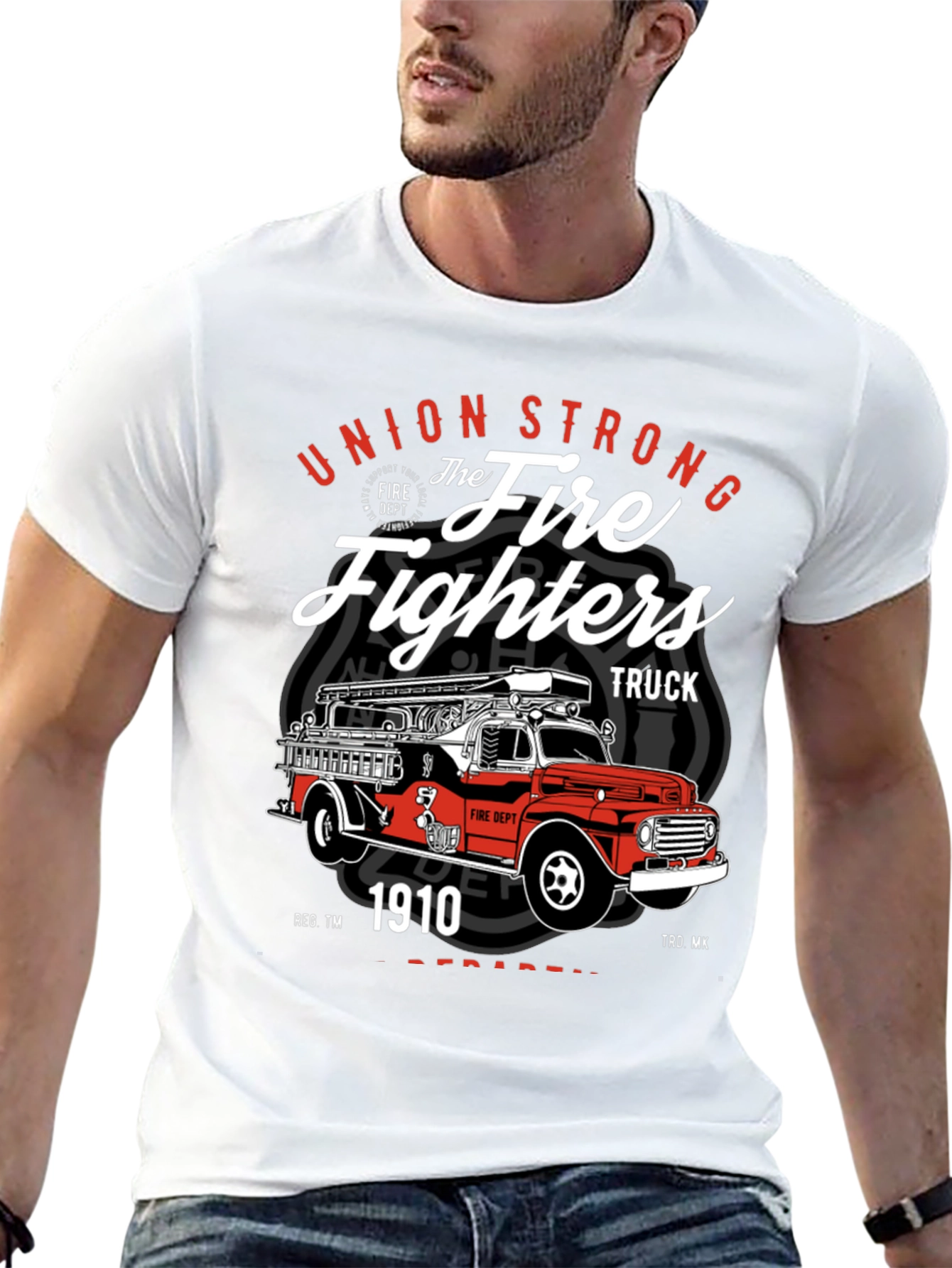 Union Strong Firefighters Truck T-Shirt