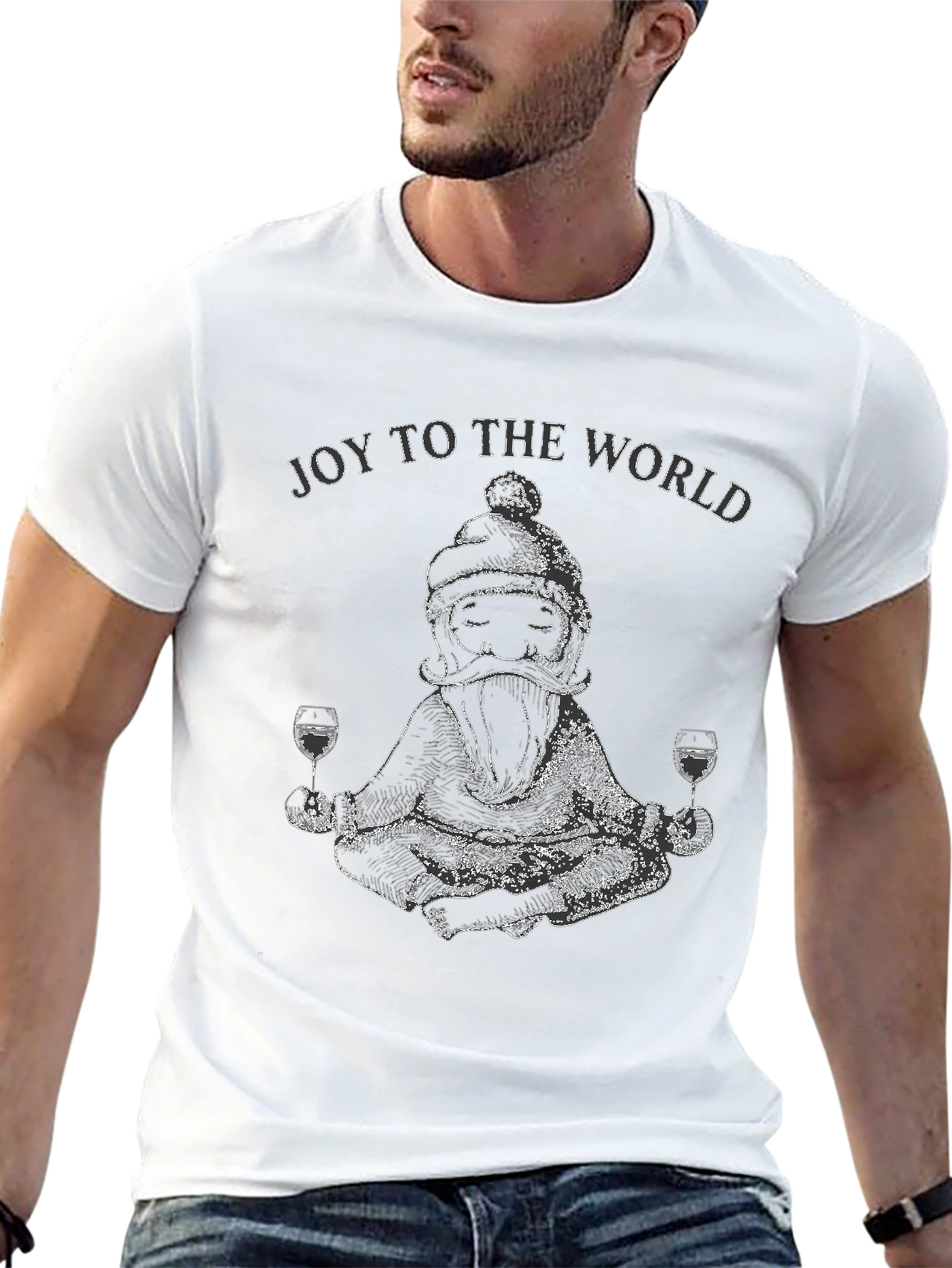 Joy To The World Santa Wine T-Shirt