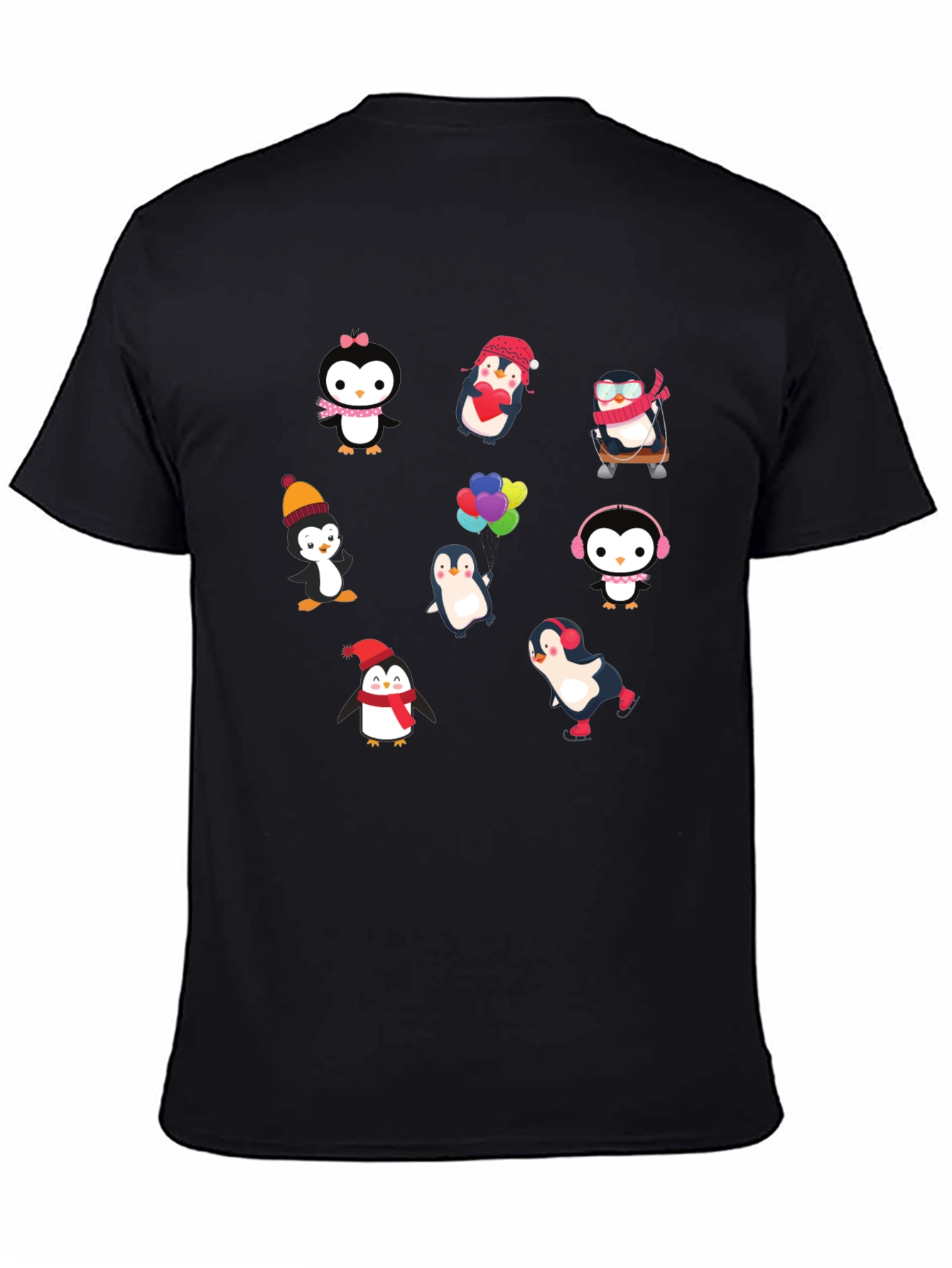 Penguin Print Black T-Shirt
