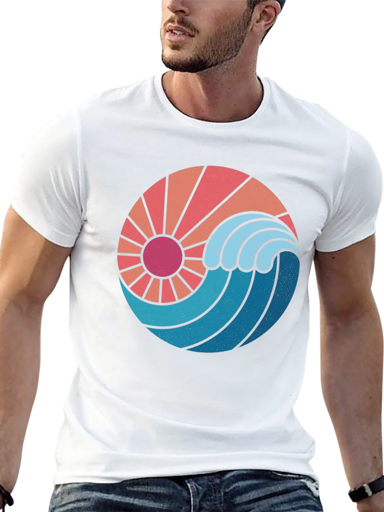 Sun & Wave Graphic Black Tee