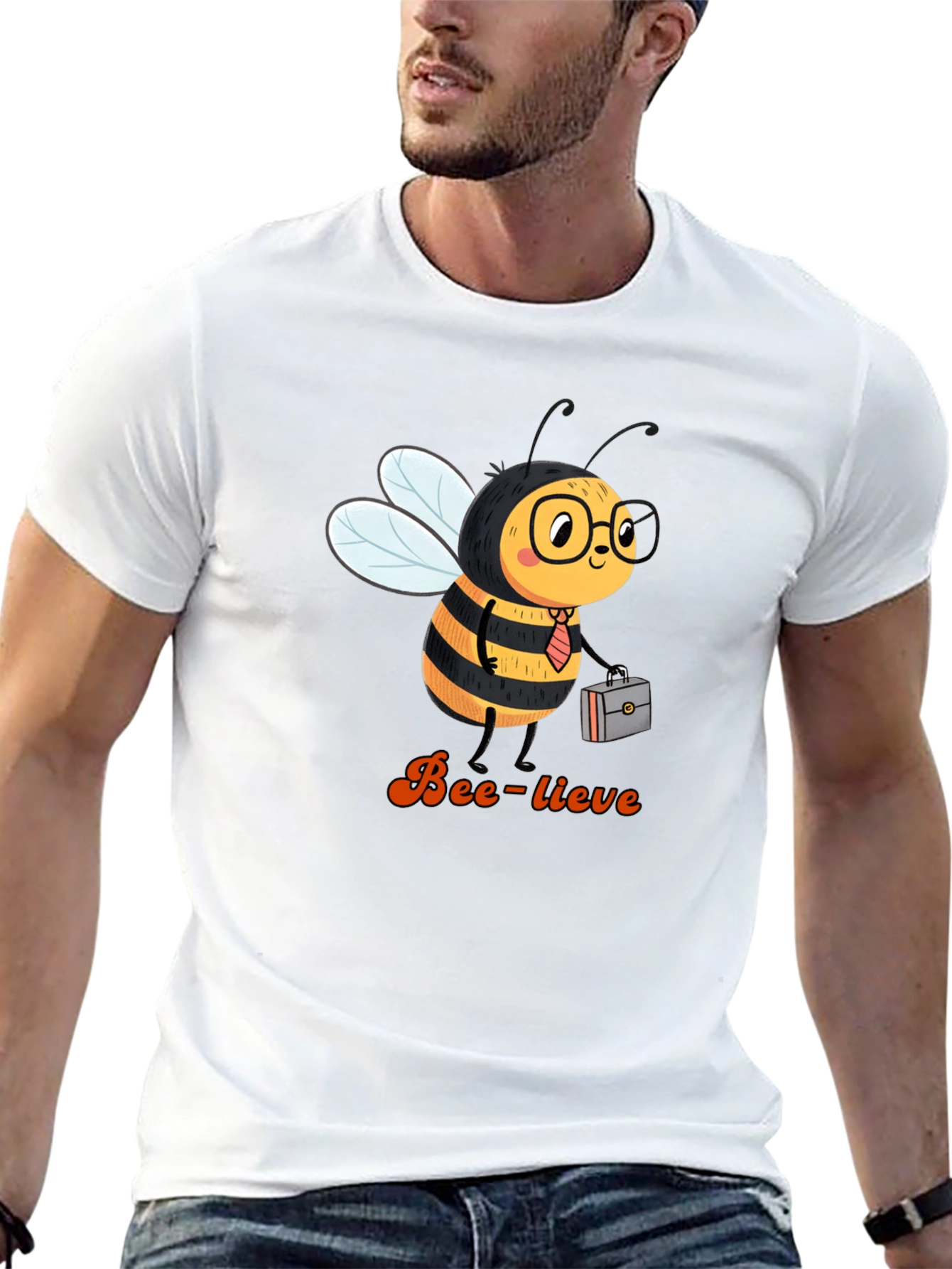 Bee-lieve Graphic Tee - Black Cotton T-Shirt