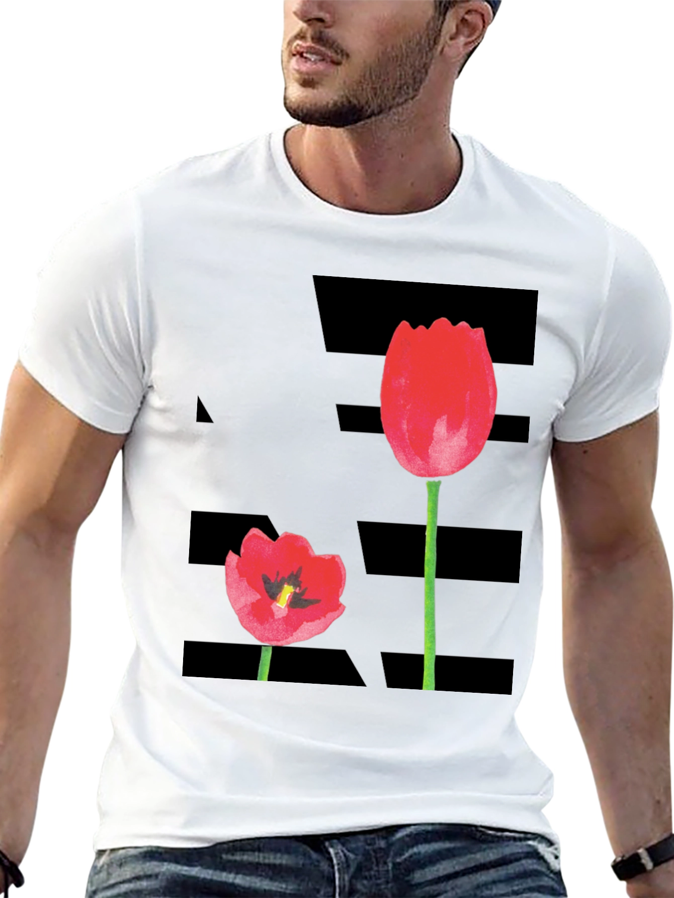 Tulip Graphic Tee - Modern Floral Design