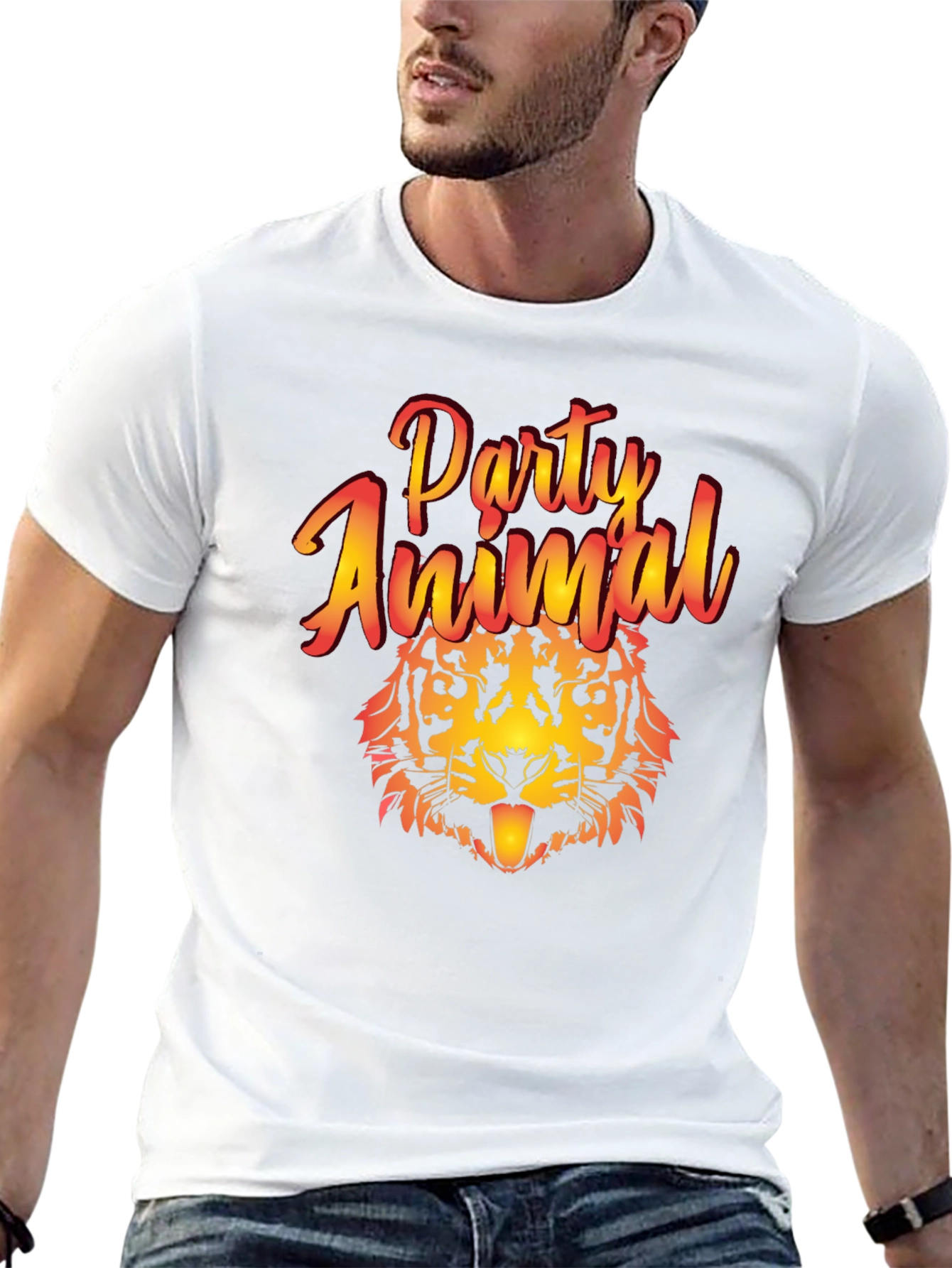 Party Animal Tiger Graphic T-Shirt