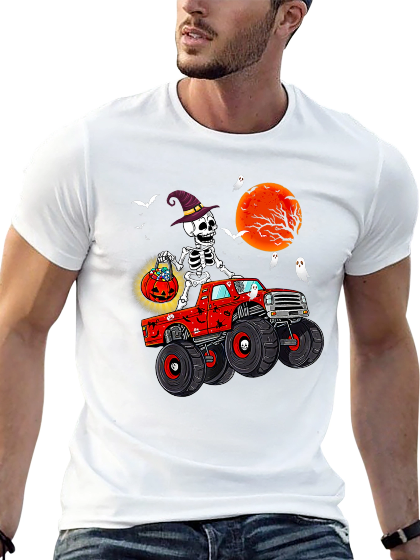 Halloween Skeleton Monster Truck T-Shirt