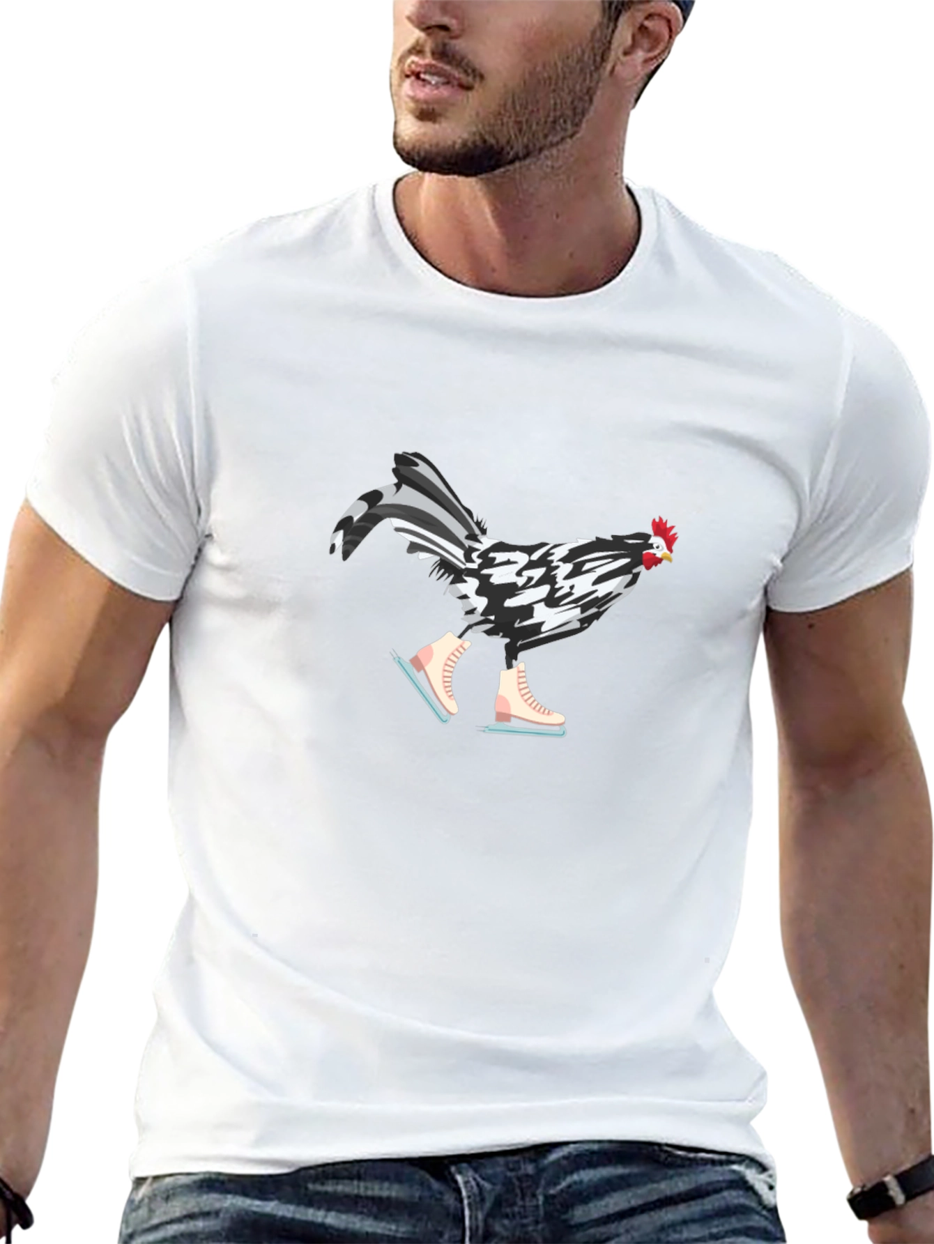 Ice Skating Chicken Graphic Tee