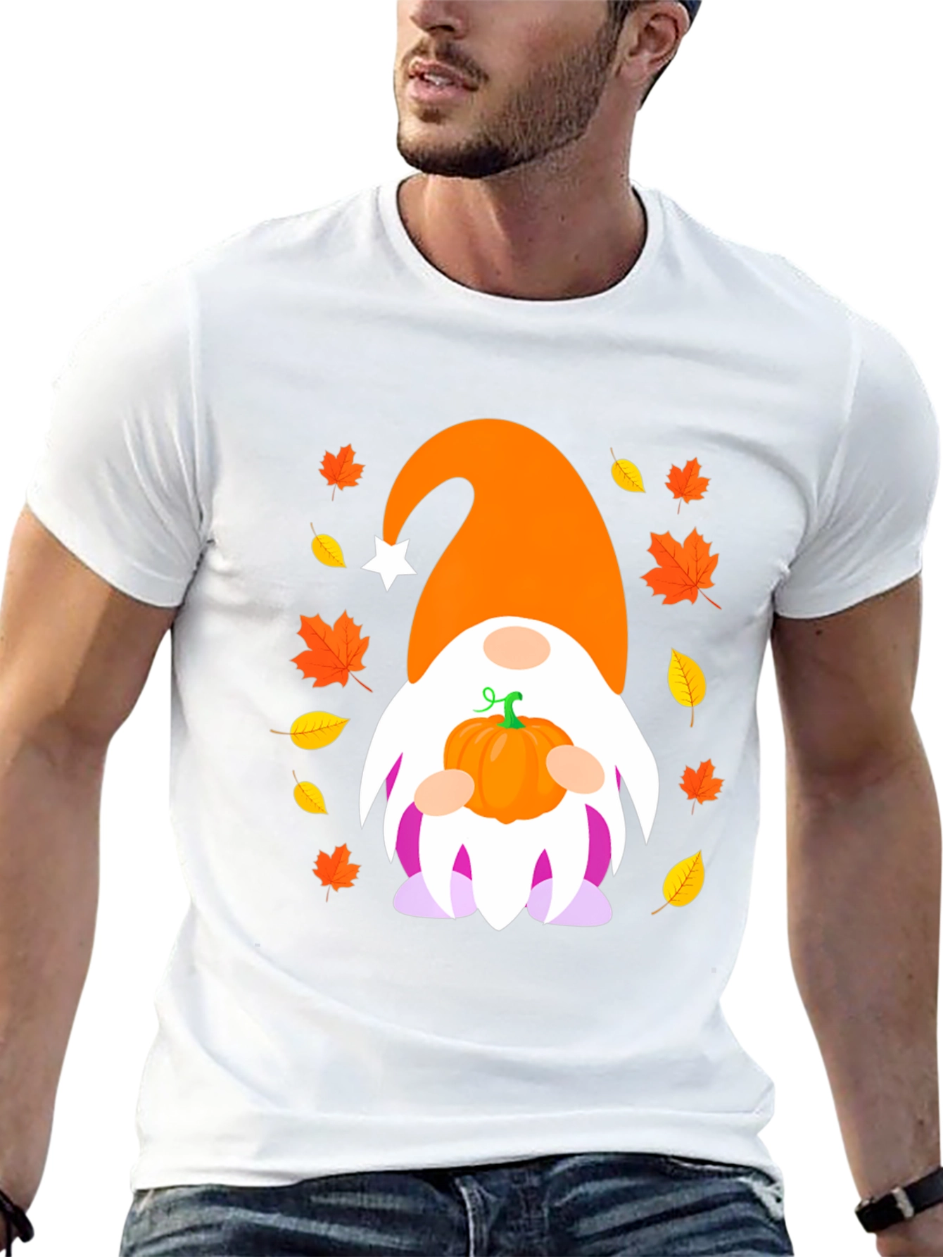 Fall Gnome Pumpkin T-Shirt - Autumn Harvest Apparel