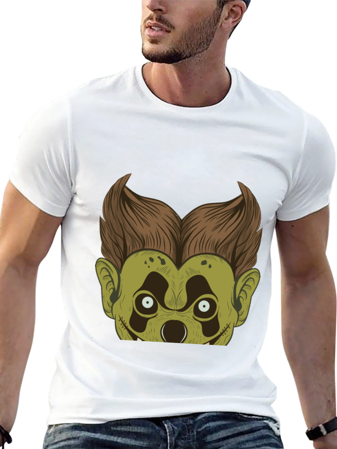 Monster Character Graphic Tee - Black Cotton Blend