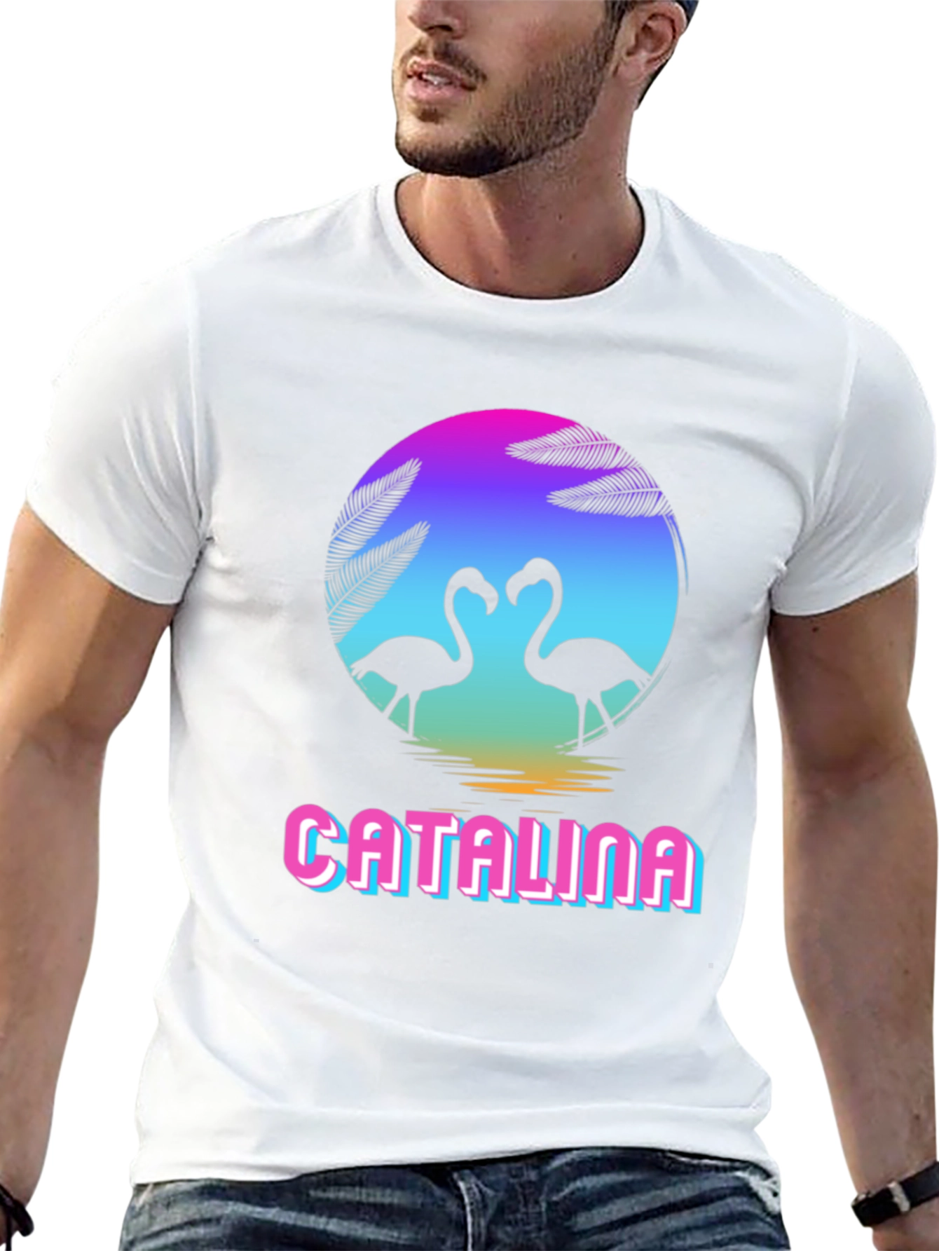 Catalina Flamingo Sunset Graphic Tee - Retro Style