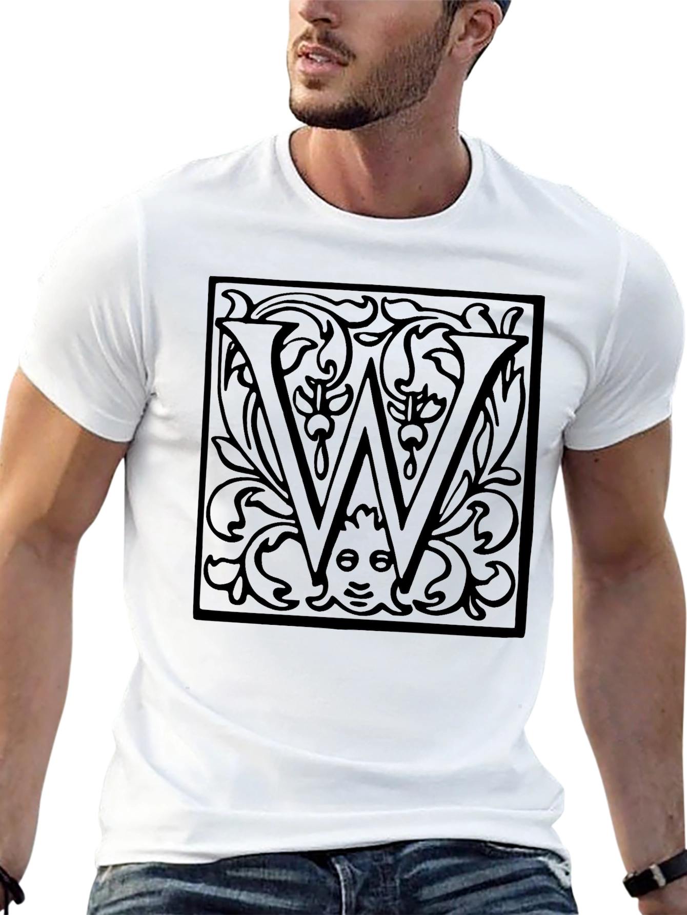 Monogram W Black Graphic Tee - Stylish Unique Design
