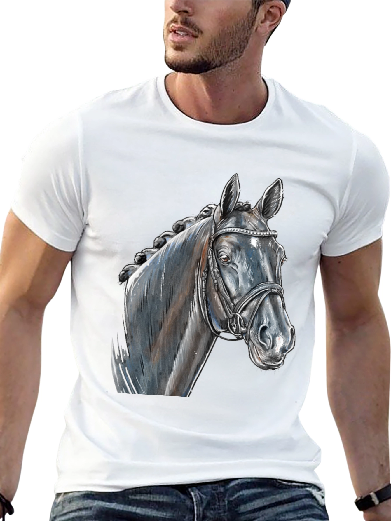 Black Horse Graphic Tee - Equestrian Style