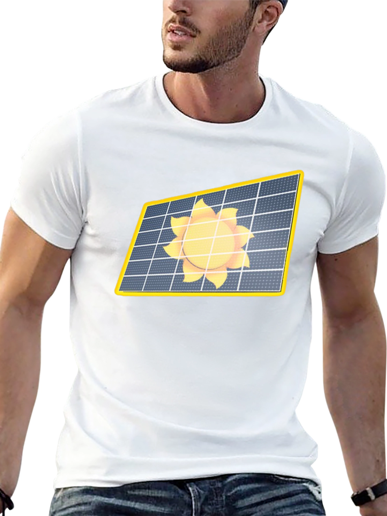 Solar Panel Sun Graphic Black T-Shirt