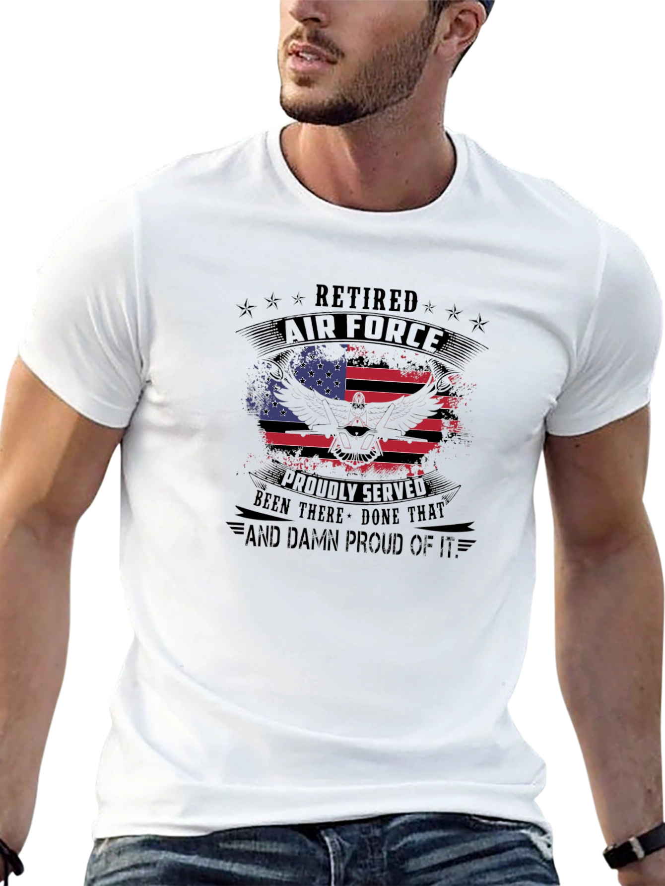Retired Air Force T-Shirt - Patriotic Design