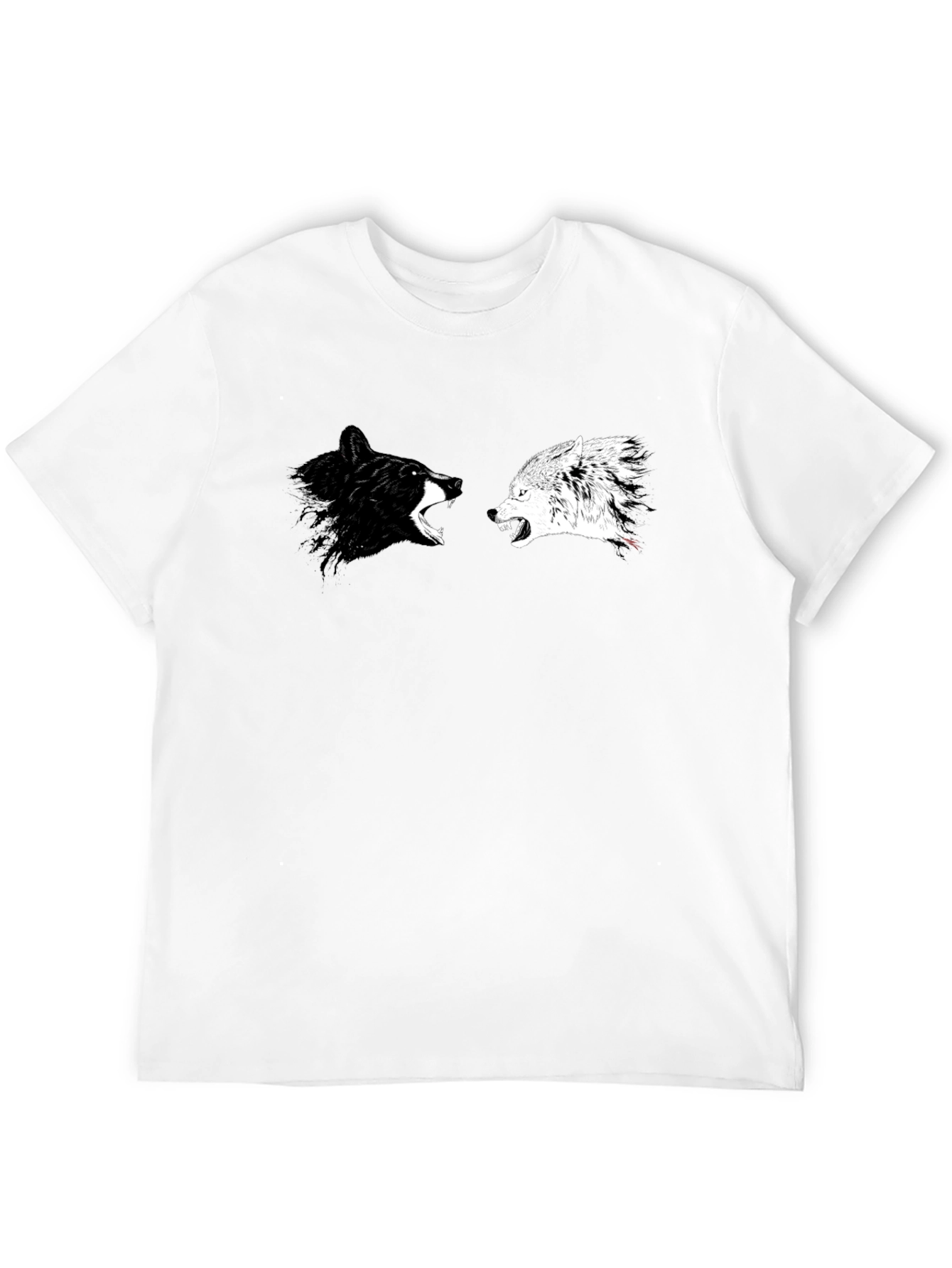 Yin Yang Wolves Graphic Tee - Black Cotton T-Shirt