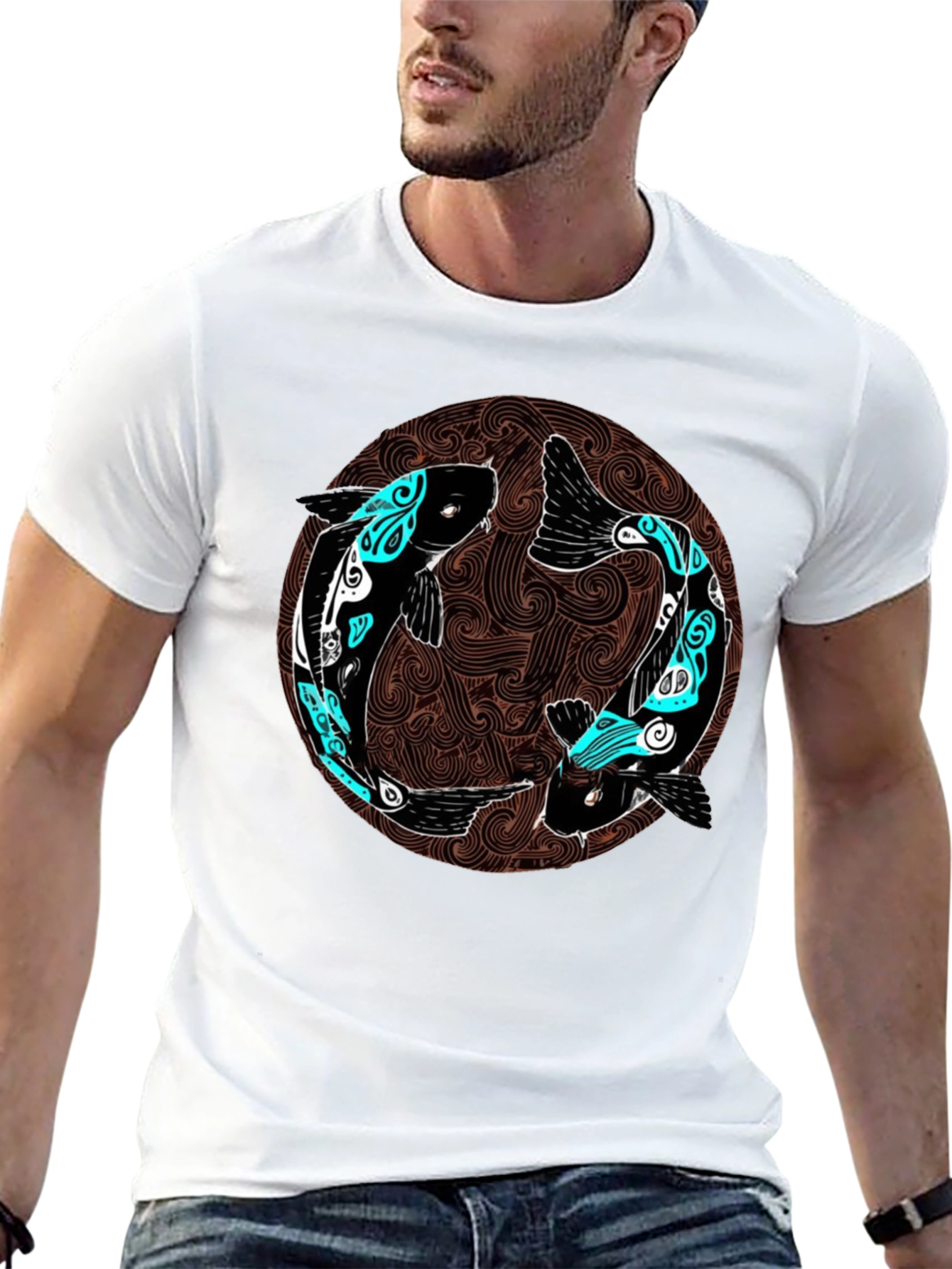 Yin Yang Koi Fish Graphic T-Shirt