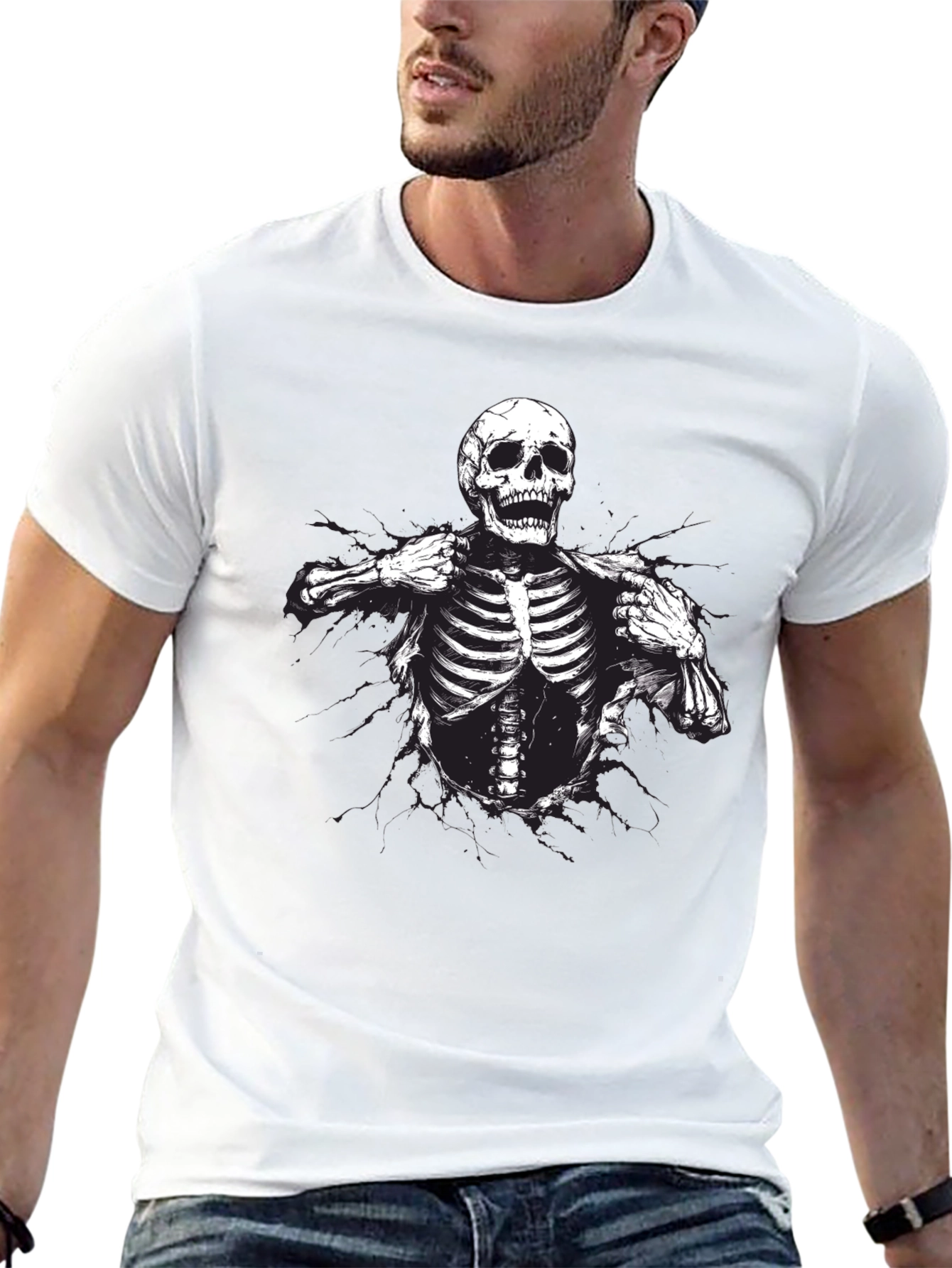 Skeleton Graphic T-Shirt - Rib Cage Print