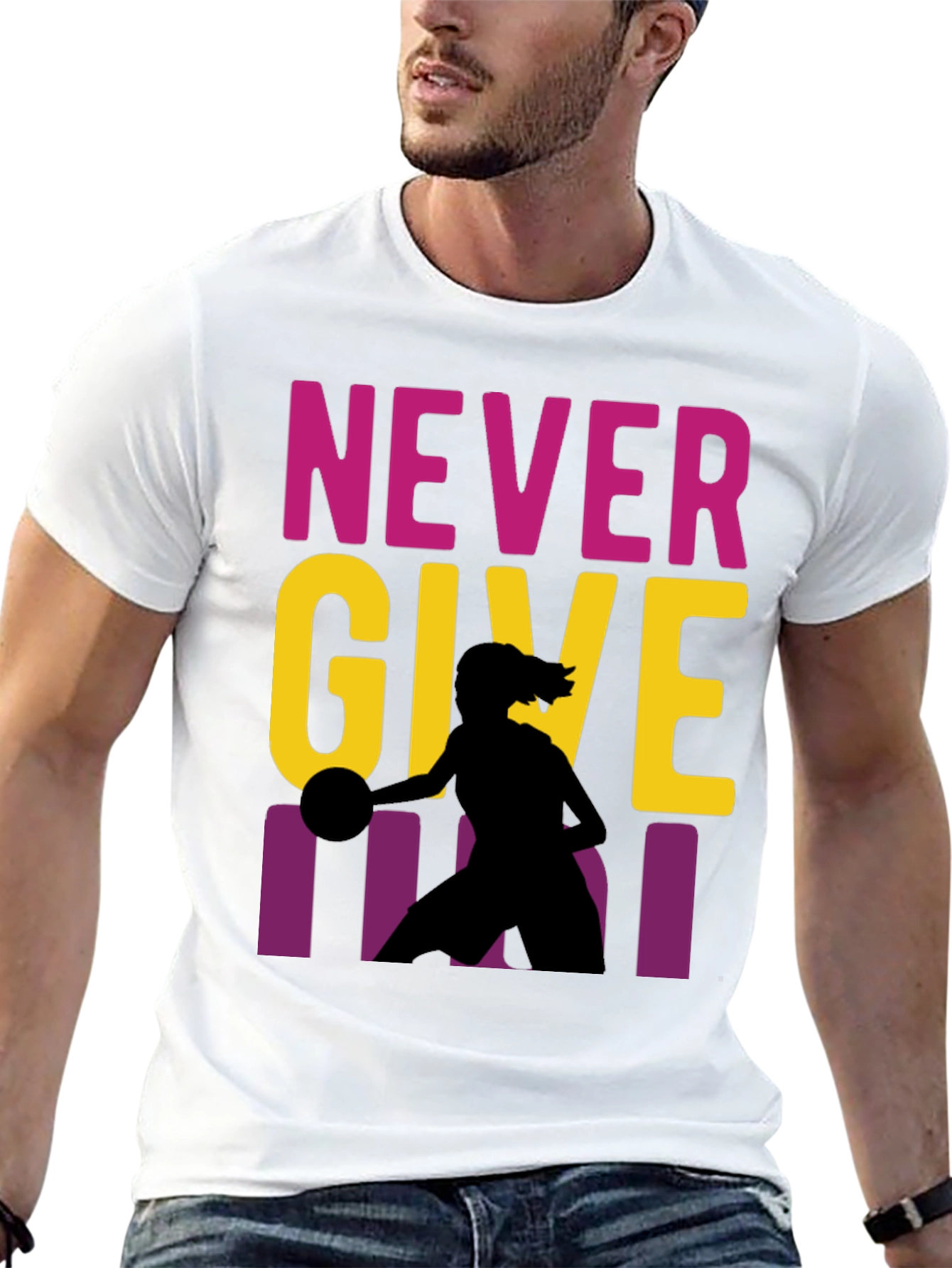 Never Give Up Basketball Graphic Tee