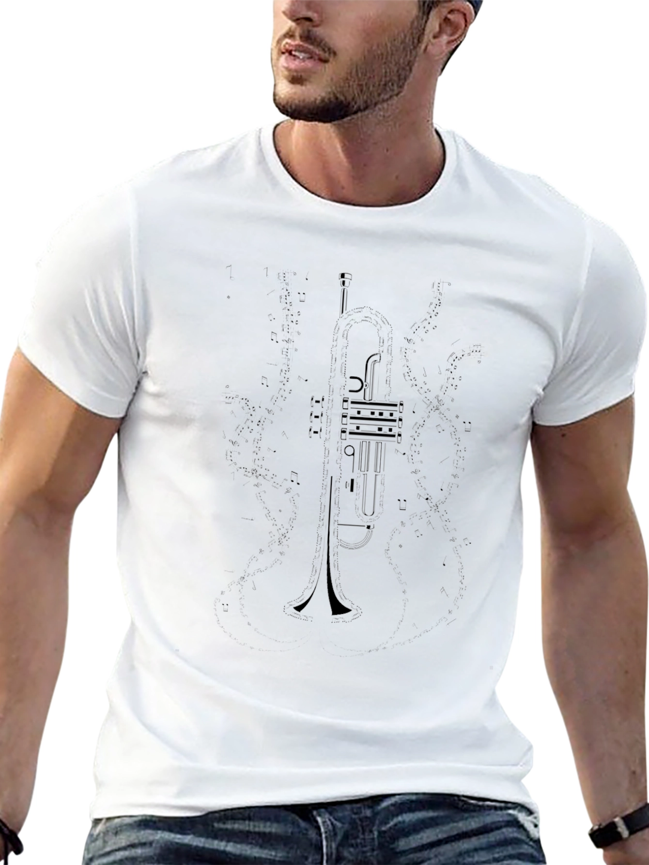 Musical Trumpet Graphic Black T-Shirt