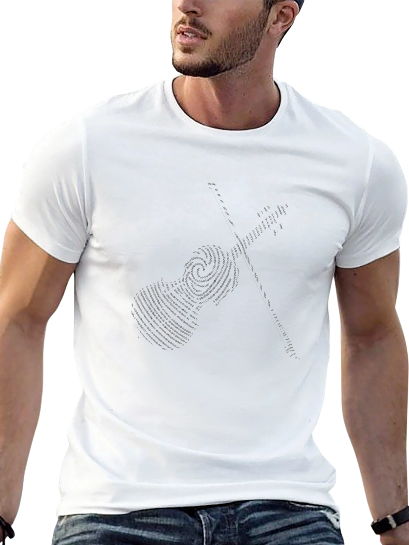 Abstract Violin Print Black T-Shirt