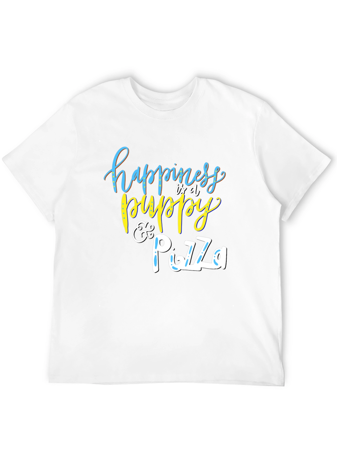 Happiness Puppy and Pizza Graphic T-Shirt