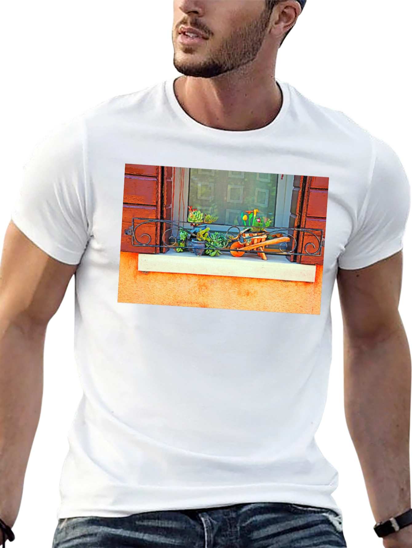 Unique Garden Window Print T-Shirt