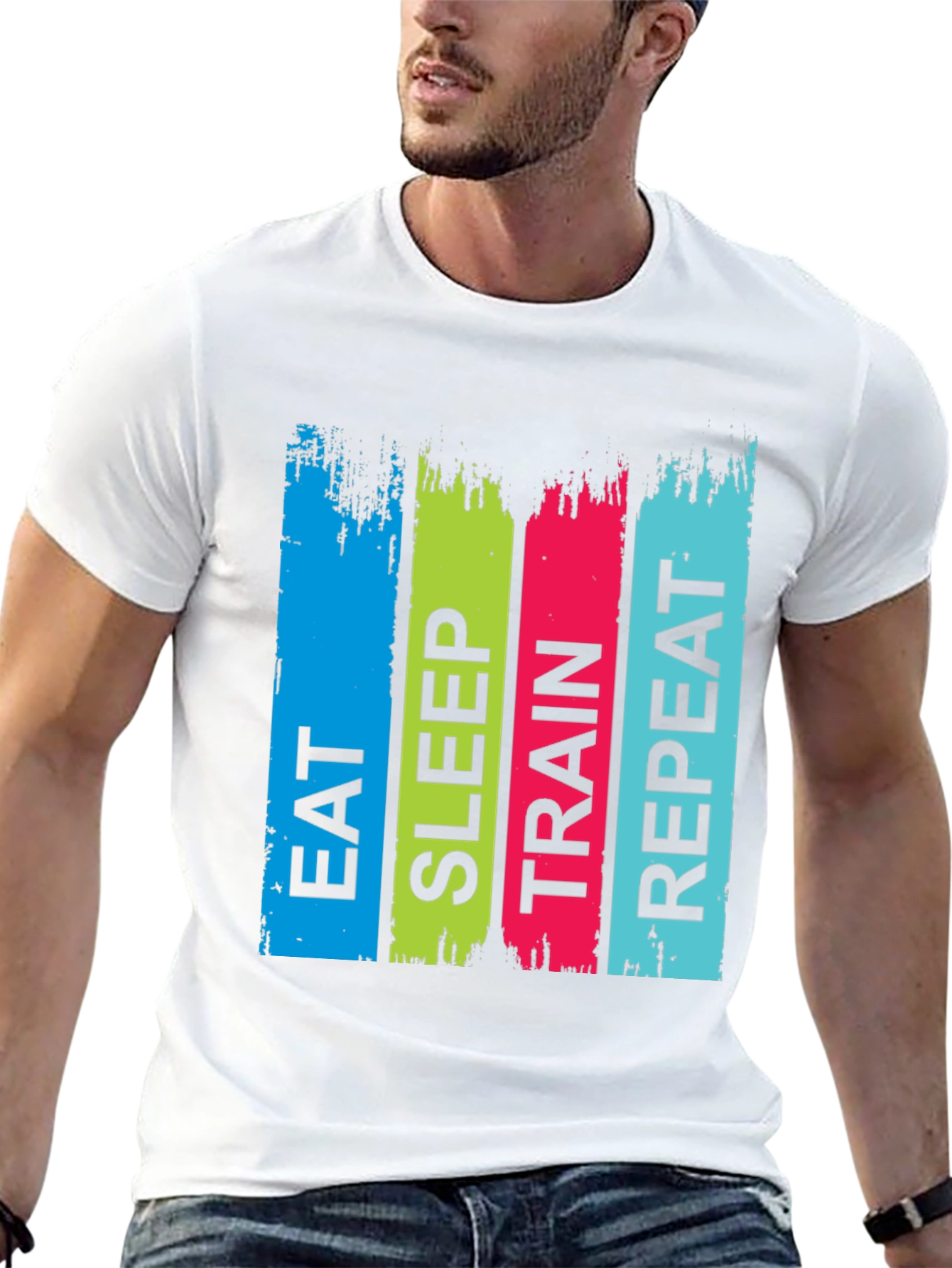 Eat Sleep Train Repeat Graphic Tee - Black