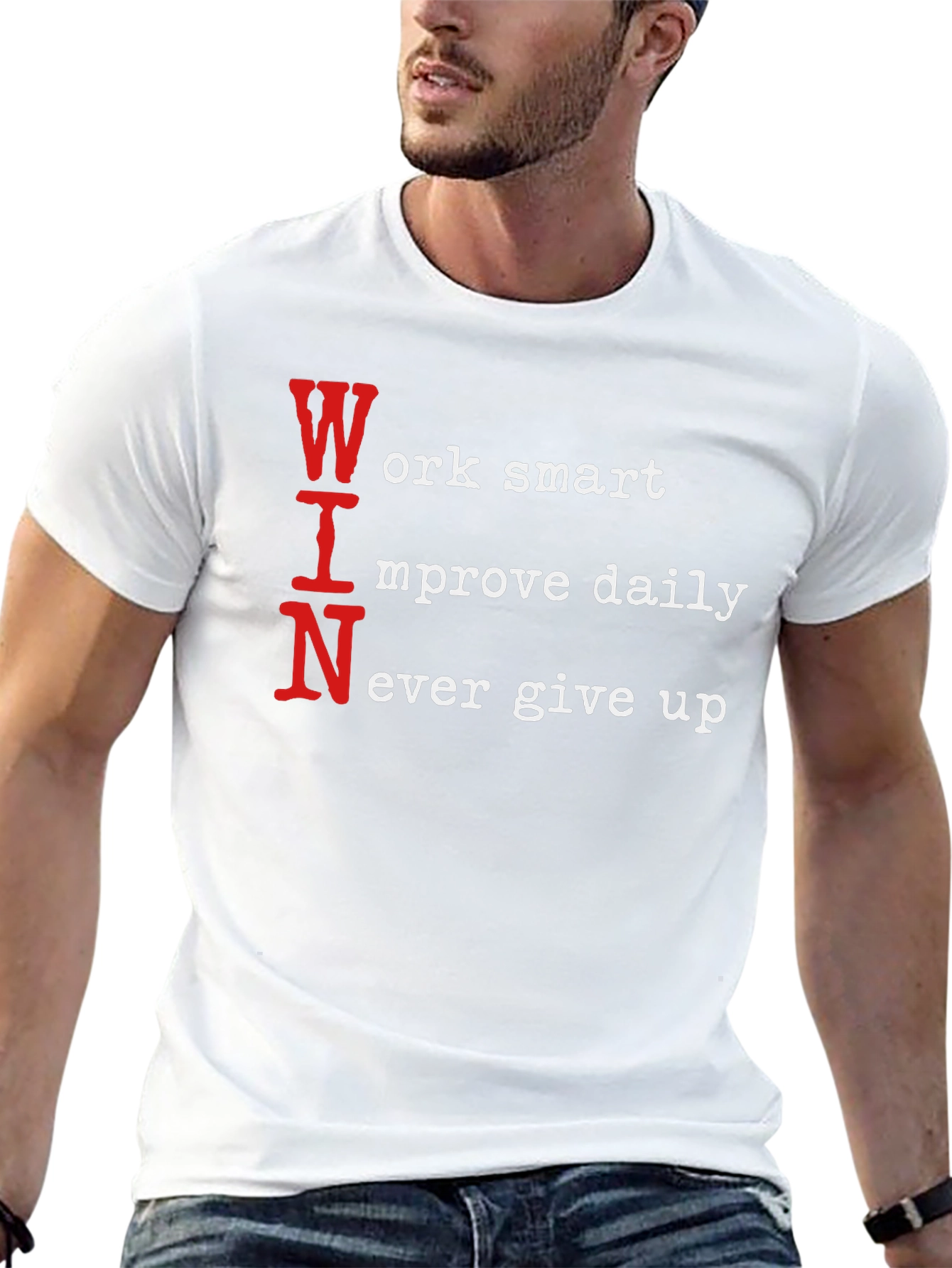 WIN Motivational T-Shirt - Work Smart Improve Daily