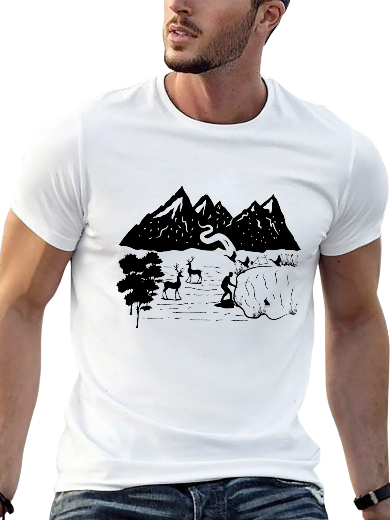 Nature Scene Black Graphic Tee