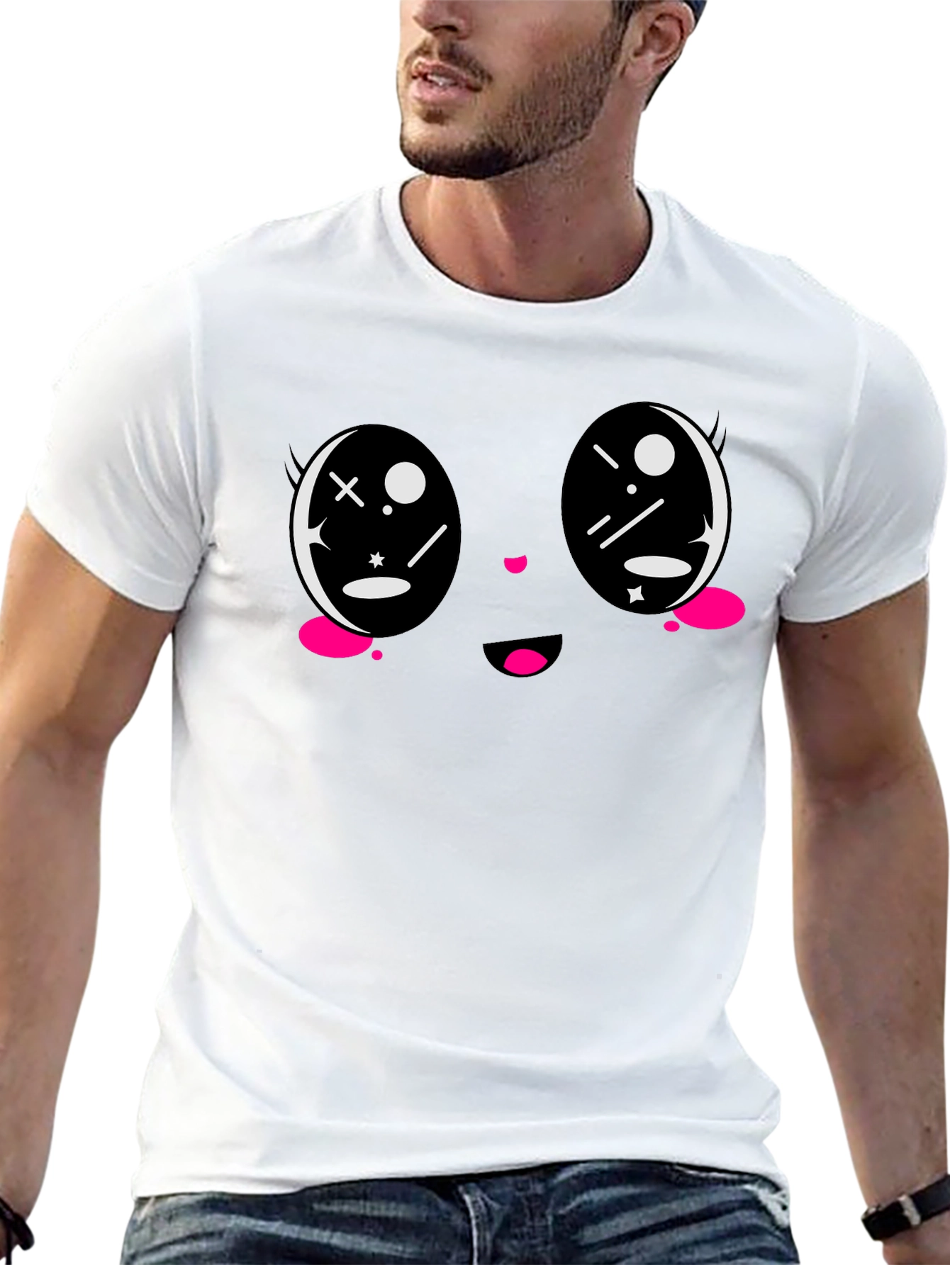 Kawaii Face Black T-Shirt - Anime Style
