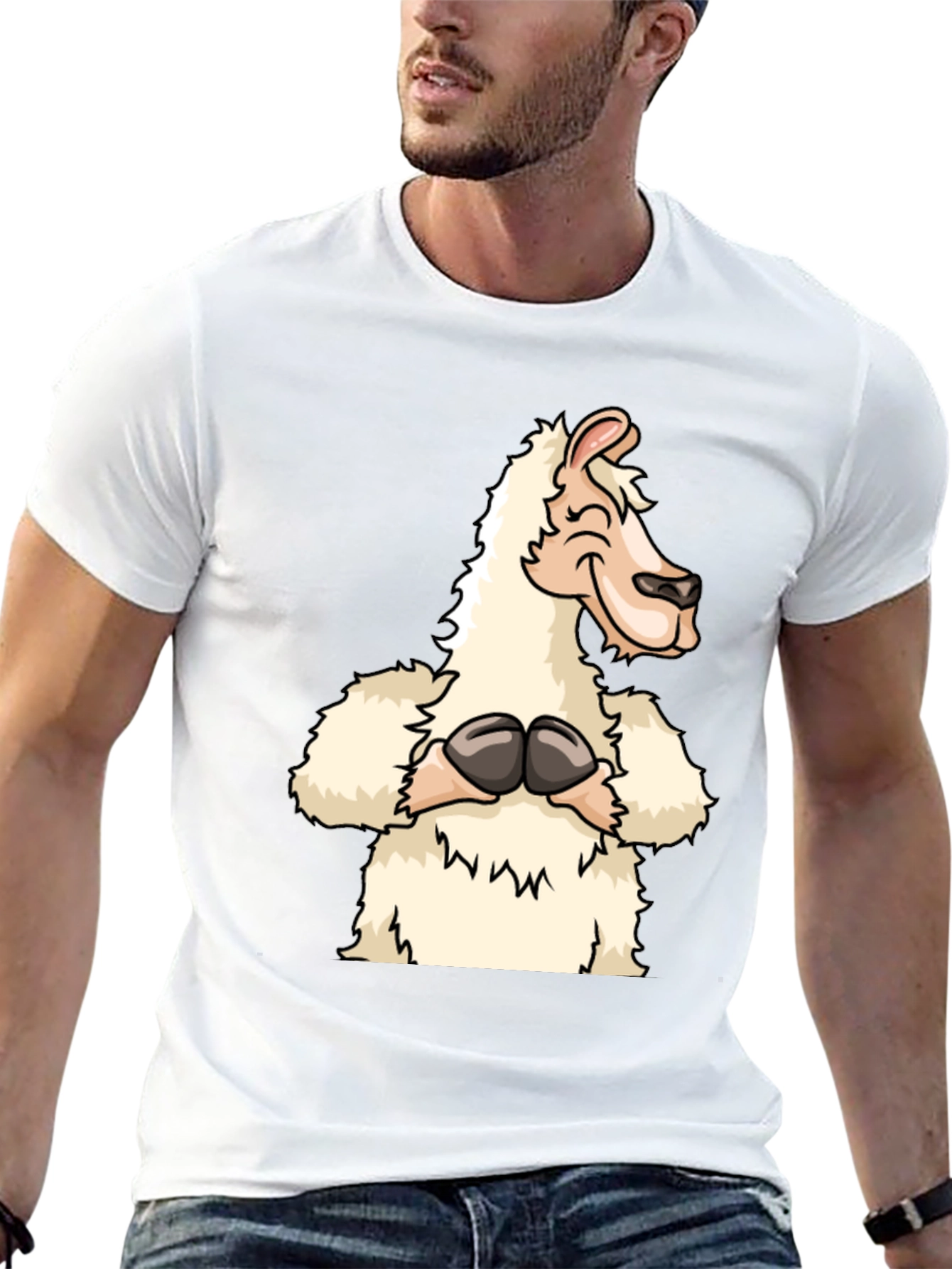 Funny Llama Graphic Tee - Black Cotton T-Shirt