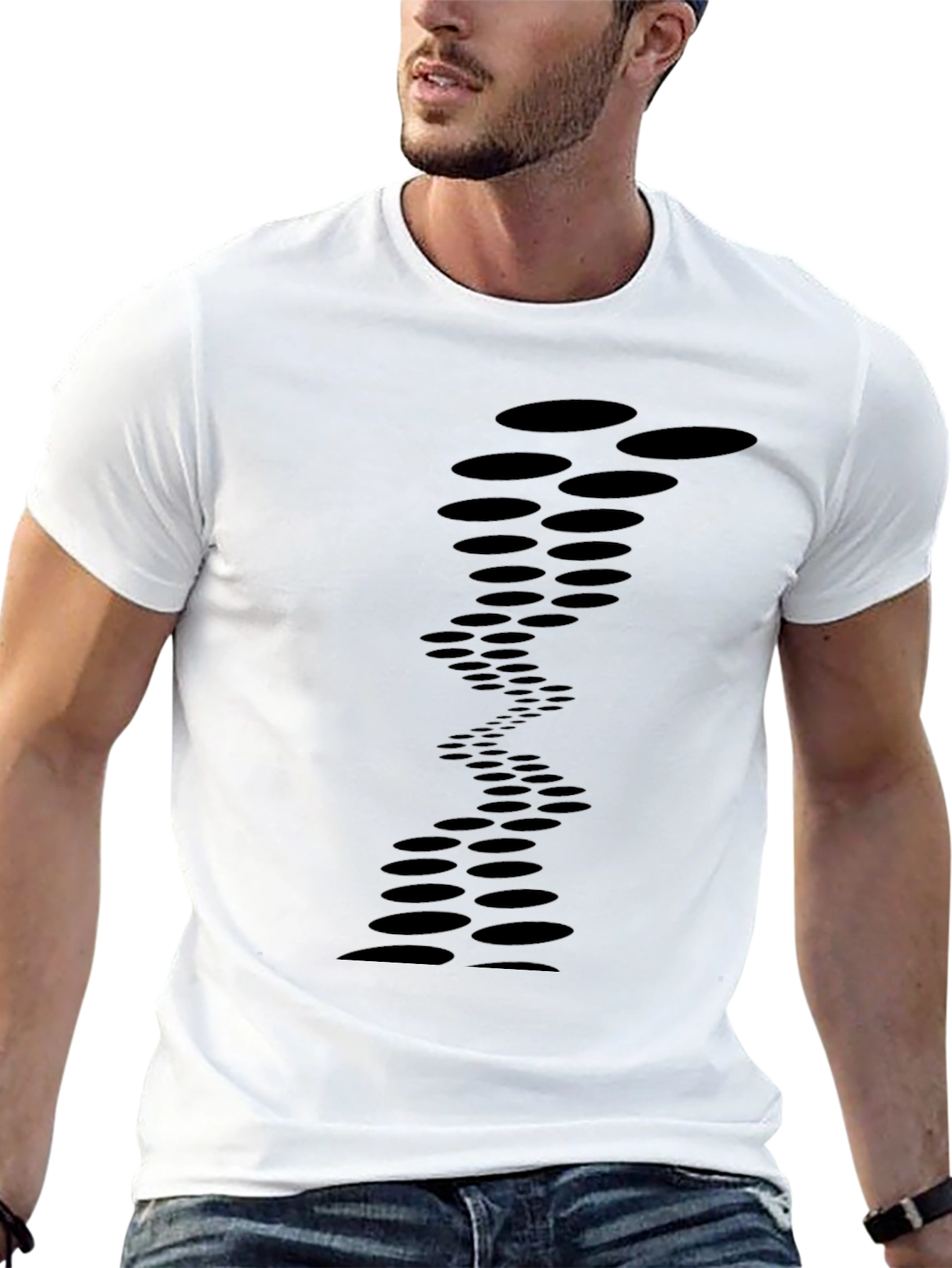 Mens Black Tee with Abstract Circle Design