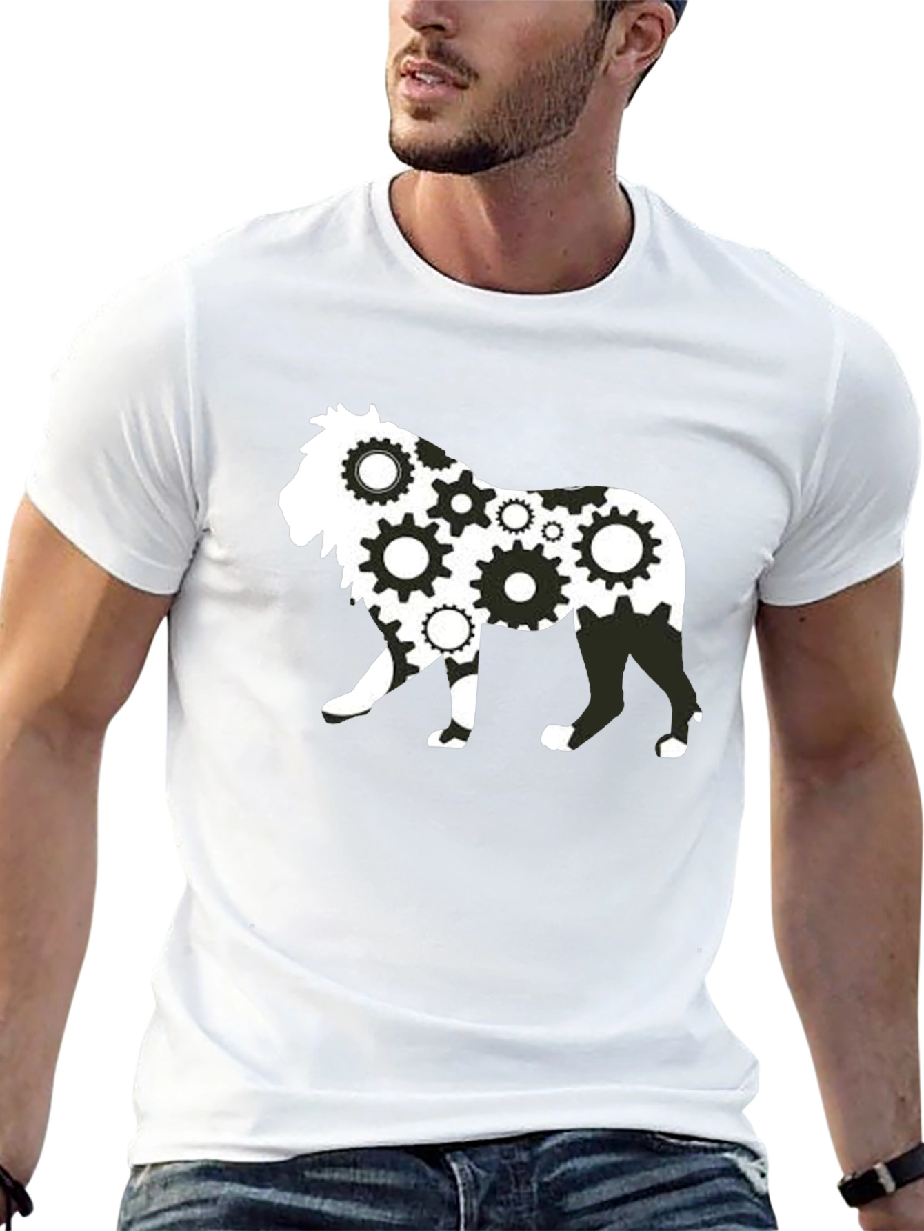 Gear Lion Graphic Print Black T-Shirt