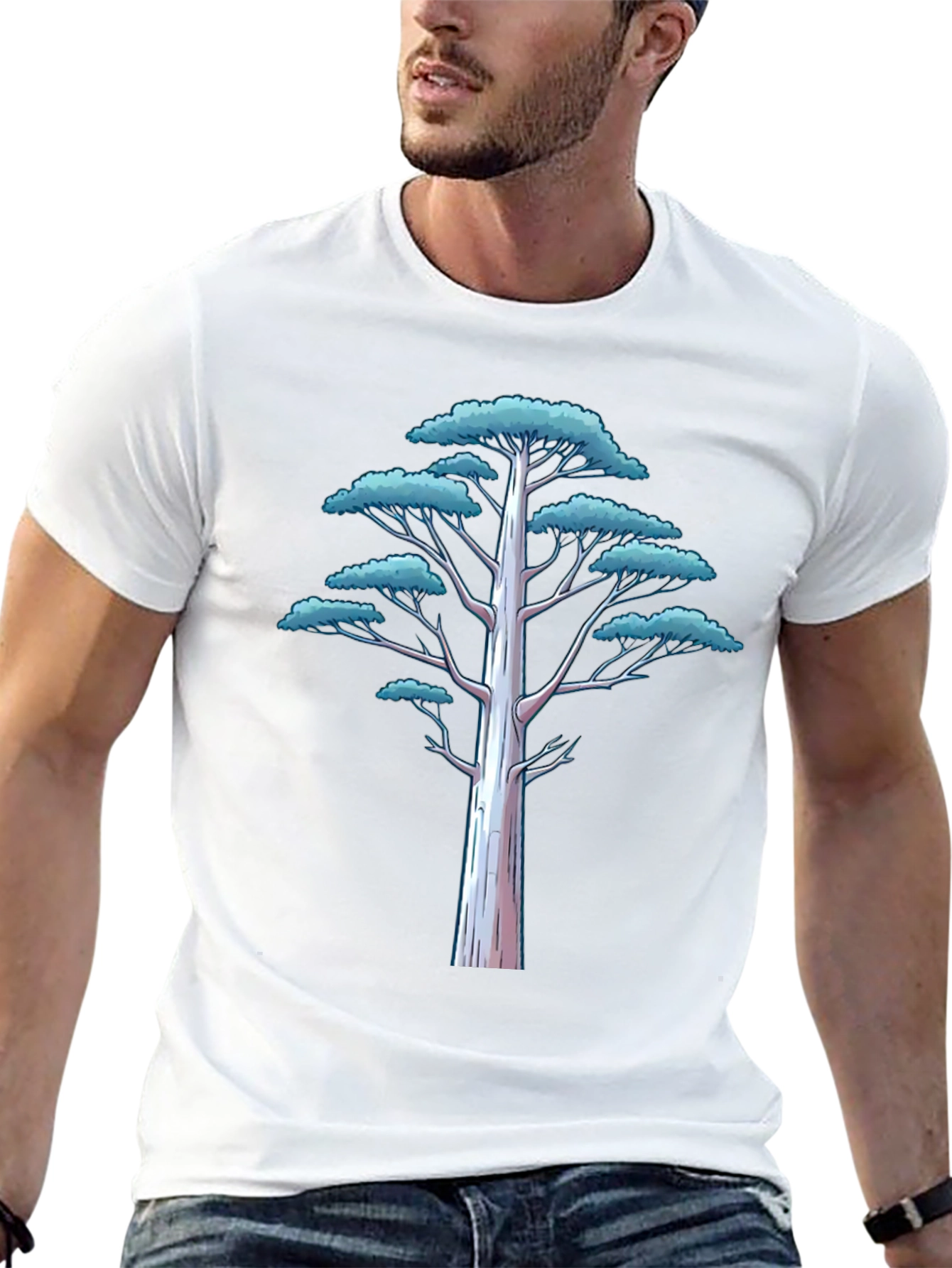 Stylized Tree Graphic Tee - Mens Black T-Shirt