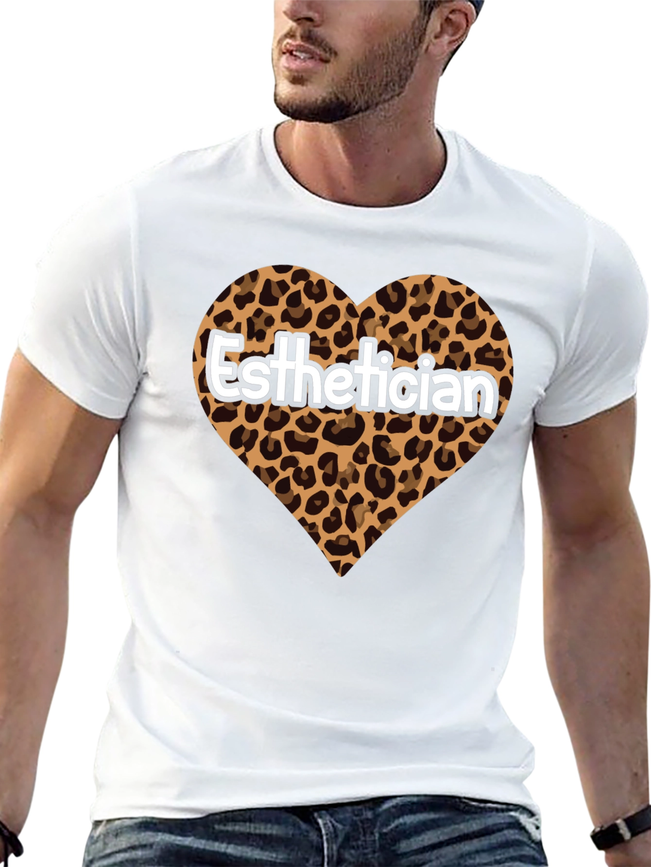 Esthetician Leopard Heart Graphic Tee