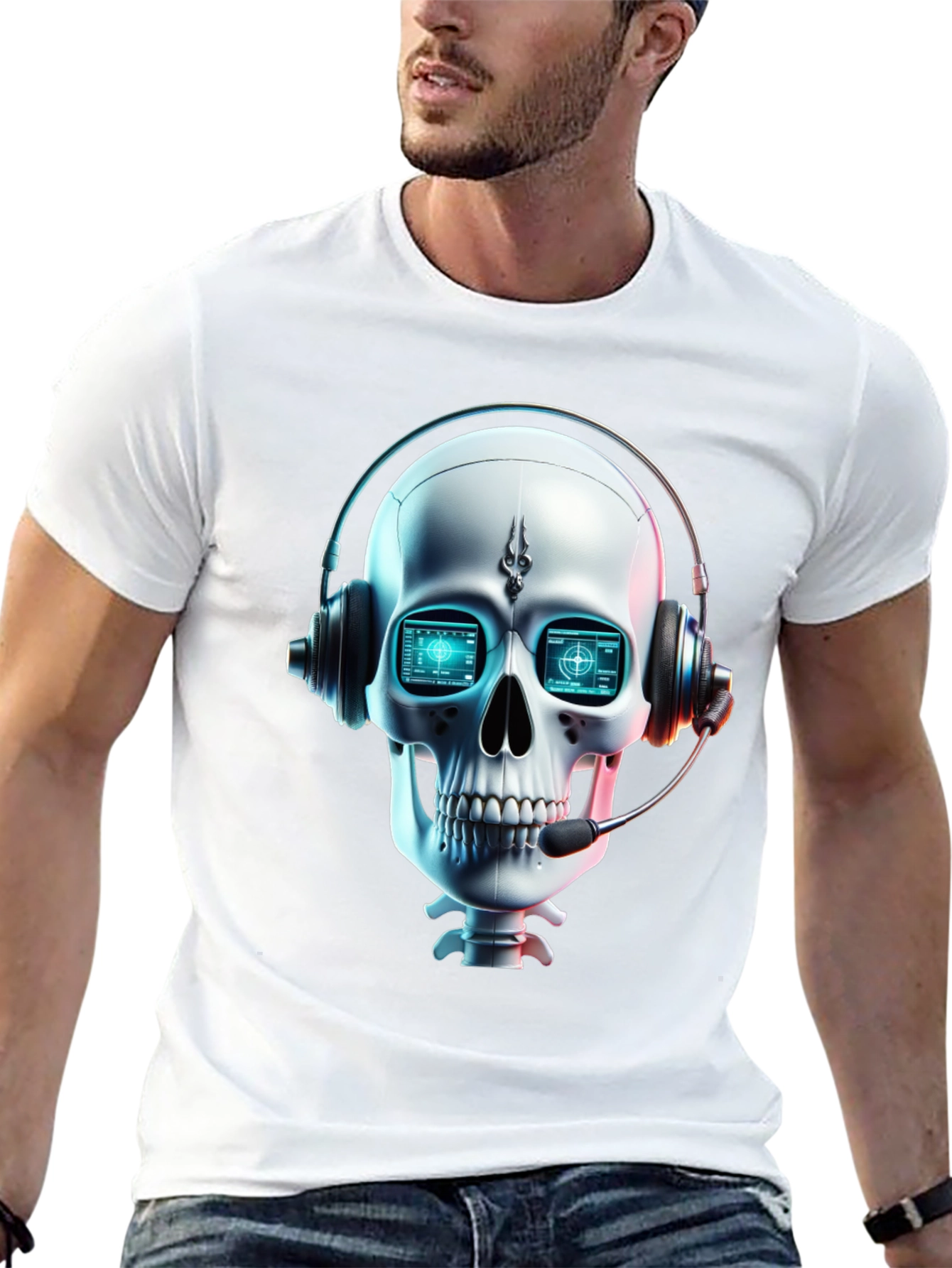 Skull Gamer T-Shirt - Tech Headset Design