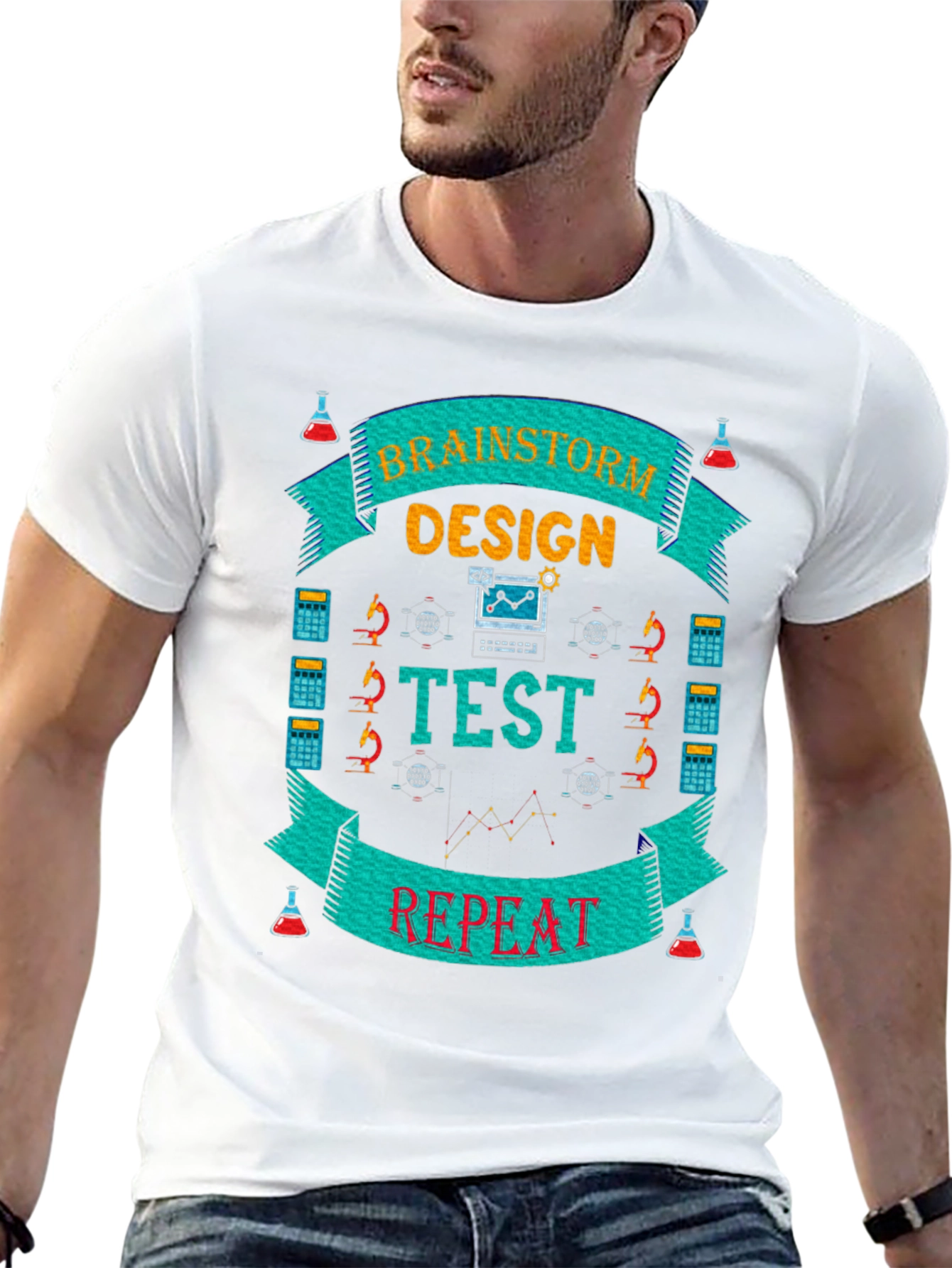 Brainstorm Design Test Repeat Black Graphic T-Shirt