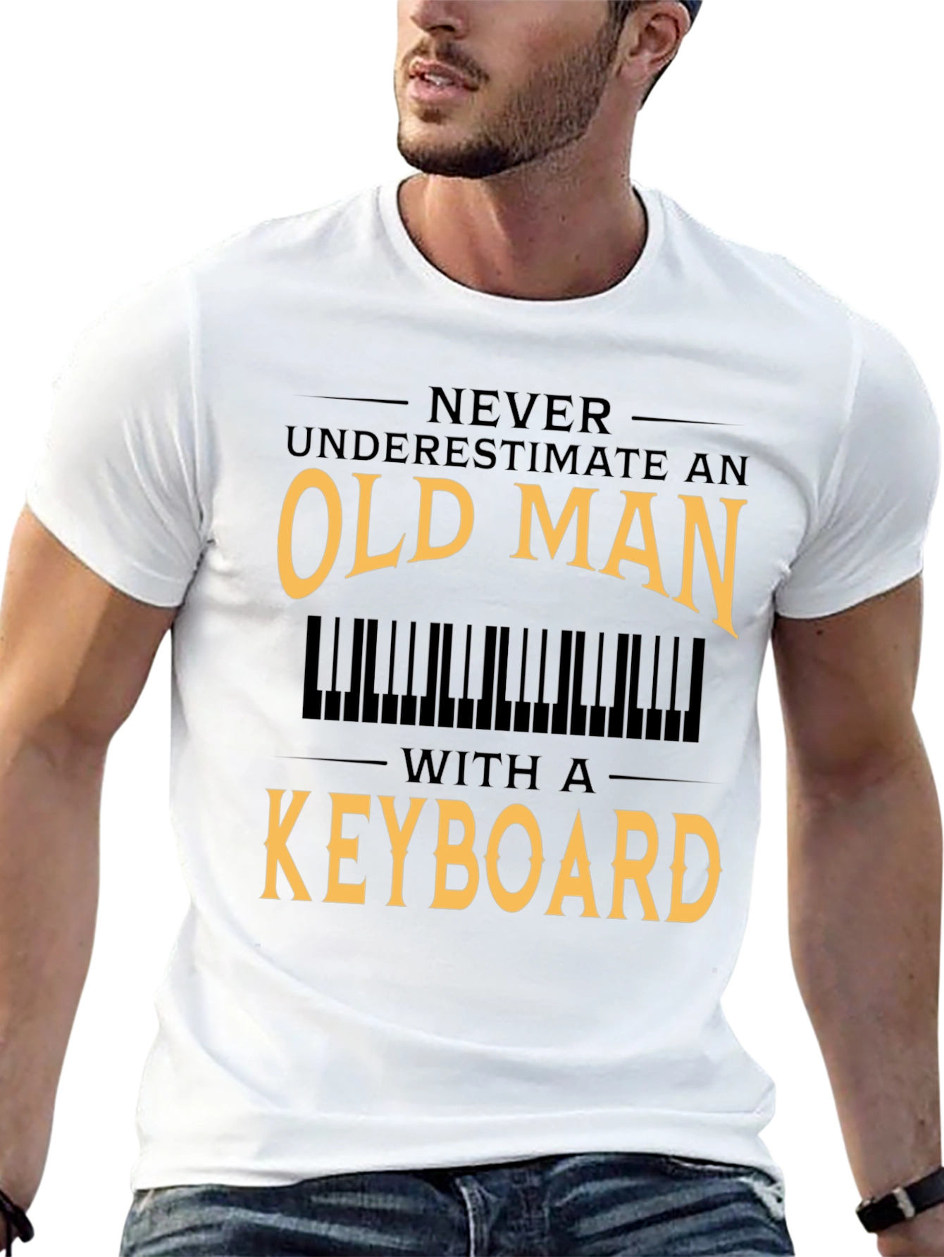 Old Man Keyboard T-Shirt - Musician Gift