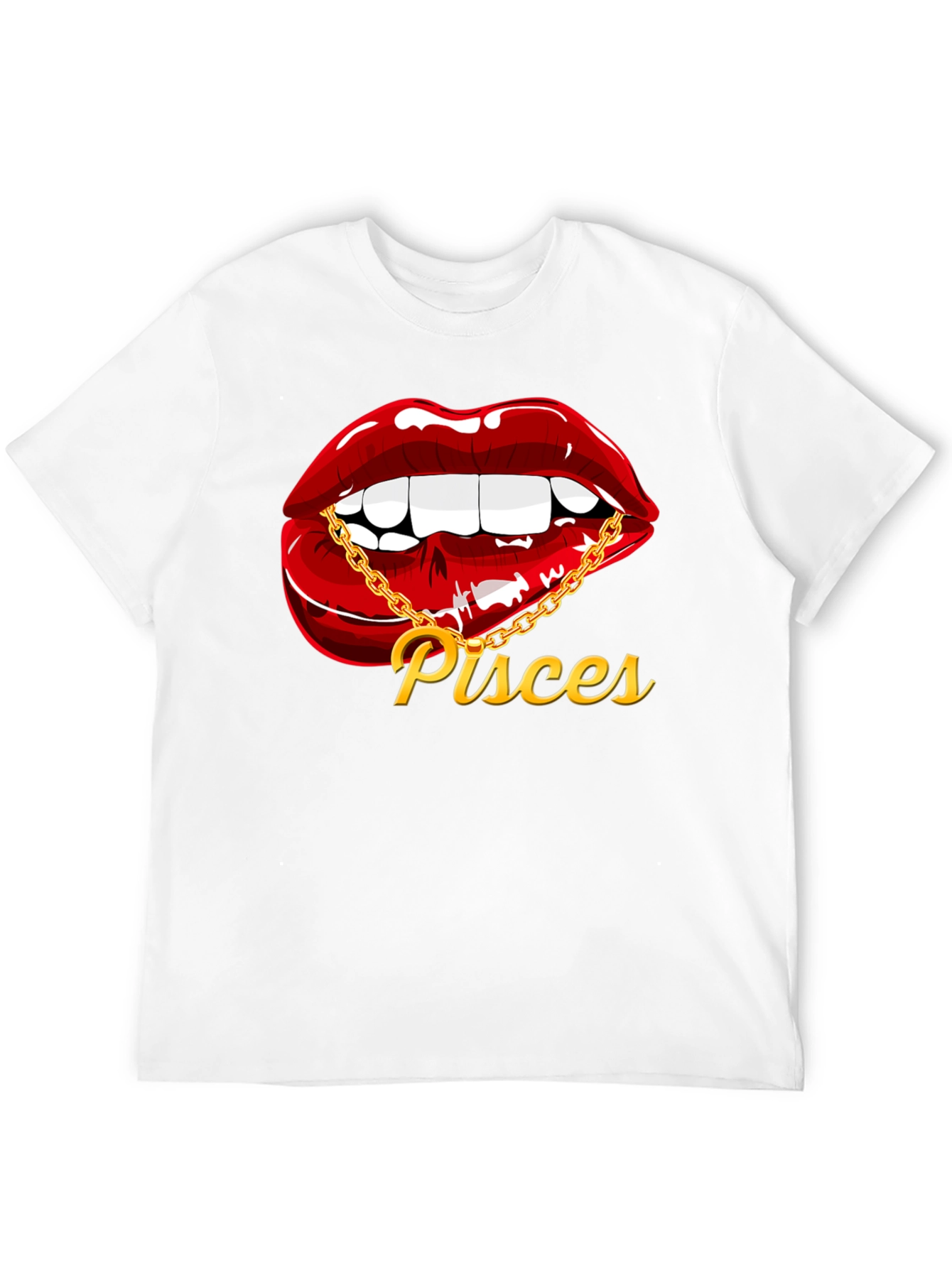 Pisces Zodiac Lips Graphic Tee - Black