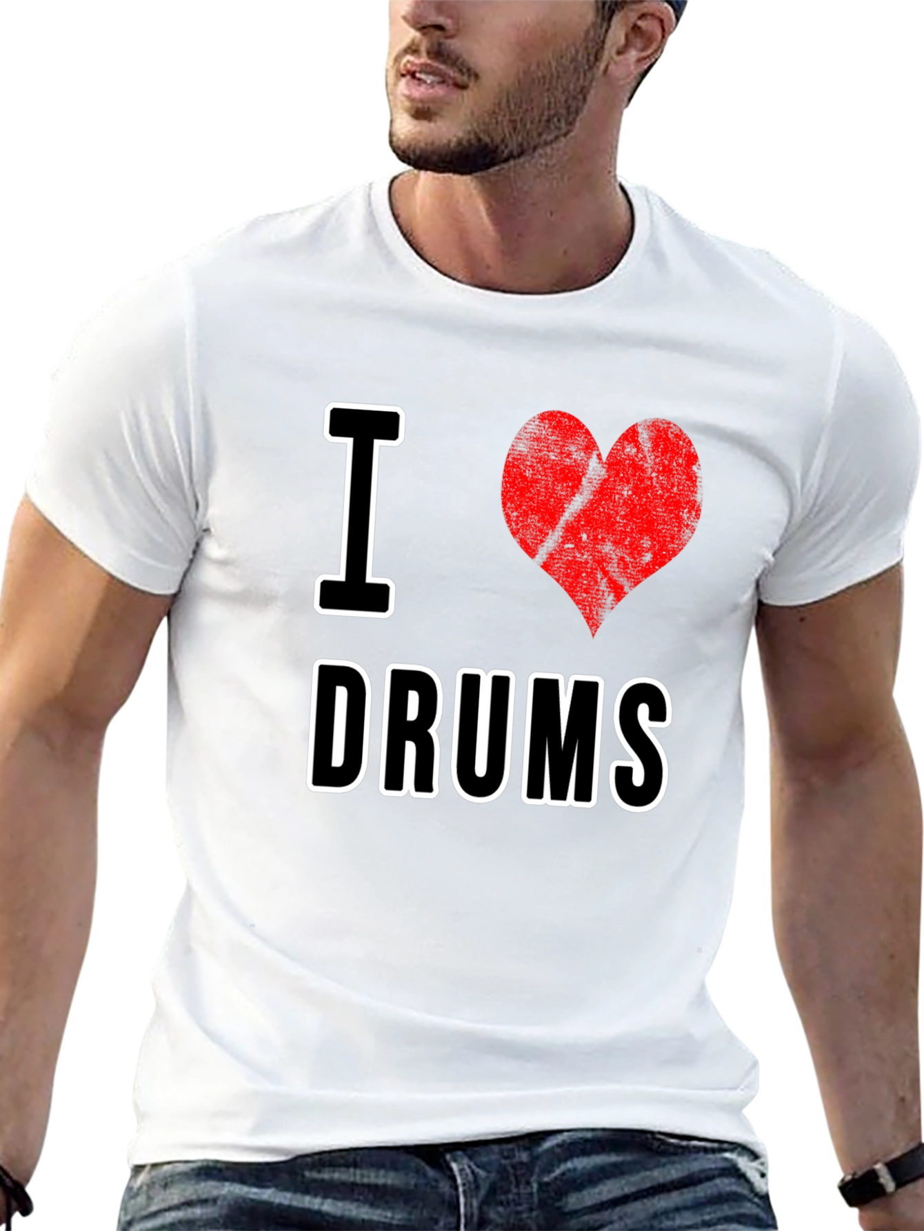 I Heart Drums Graphic Tee - Black Cotton T-Shirt