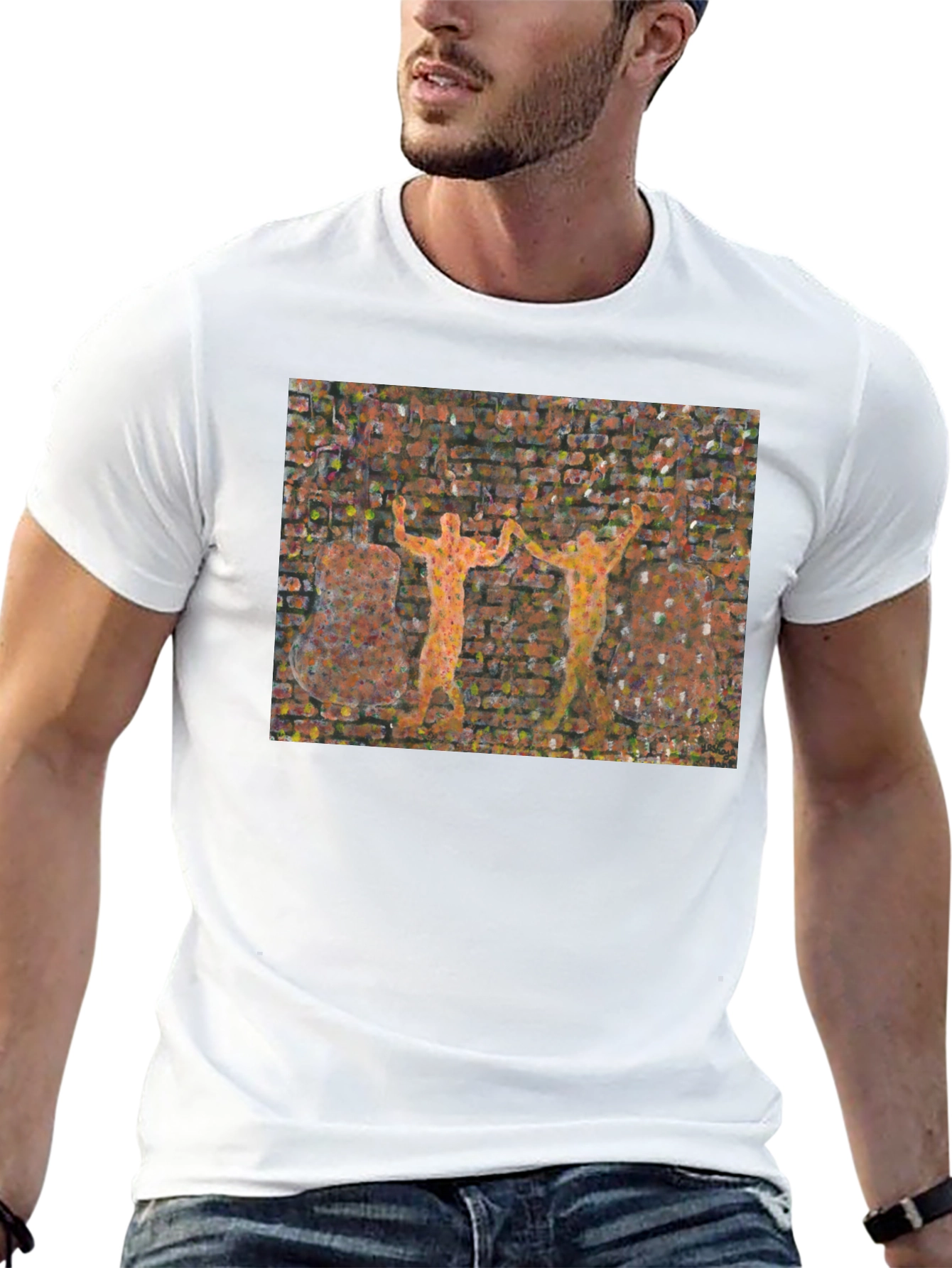 Abstract Brick Wall Graphic T-Shirt