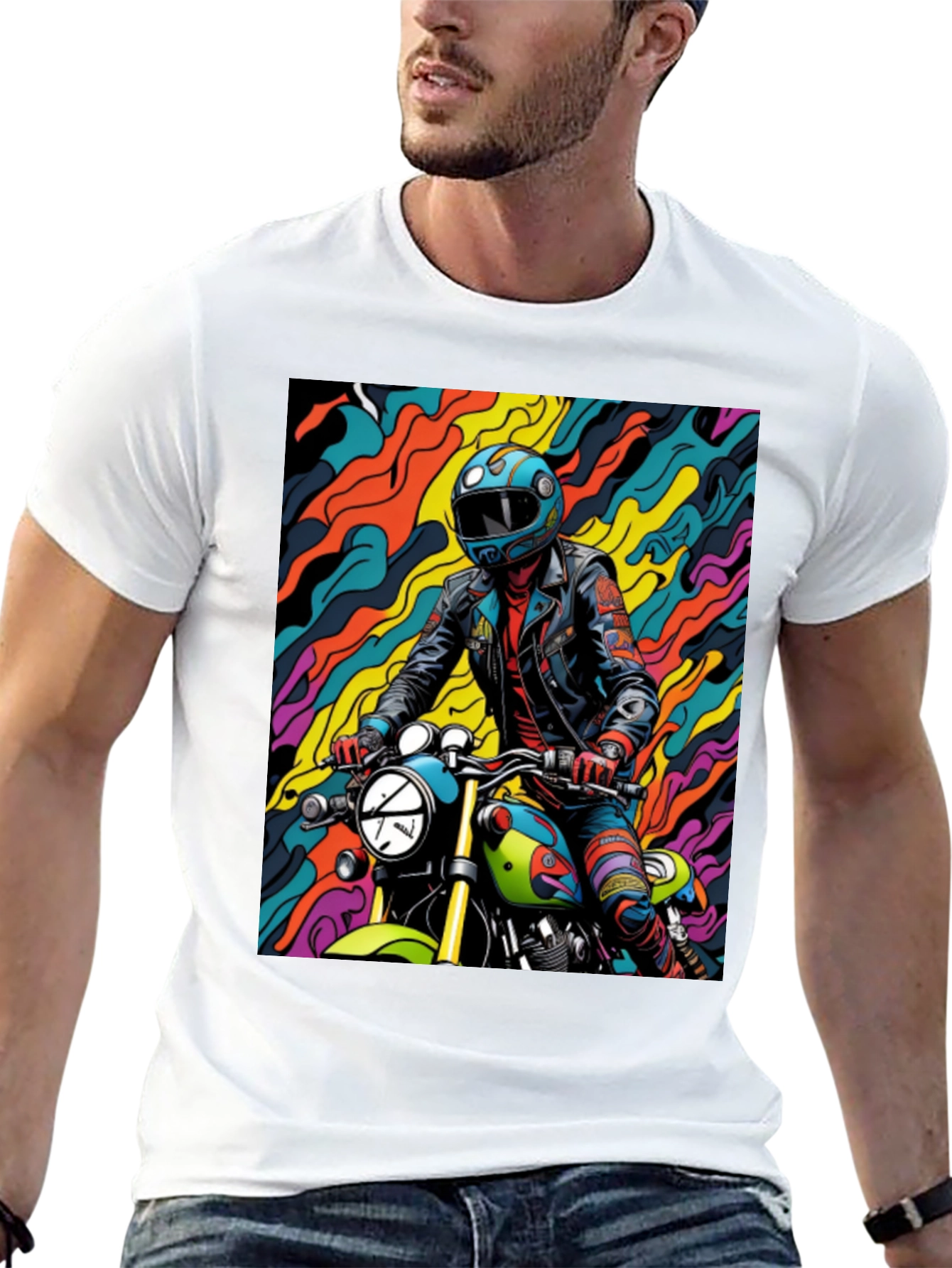 Motorcycle Rider Graphic Tee - Cool Biker Design