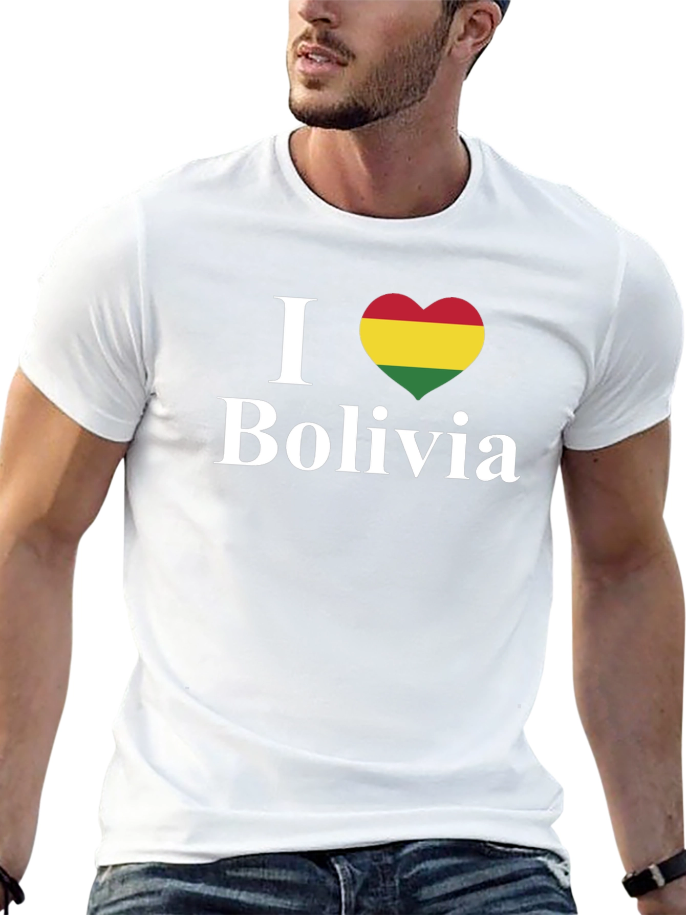 I Love Bolivia Heart Flag Graphic Tee - Black
