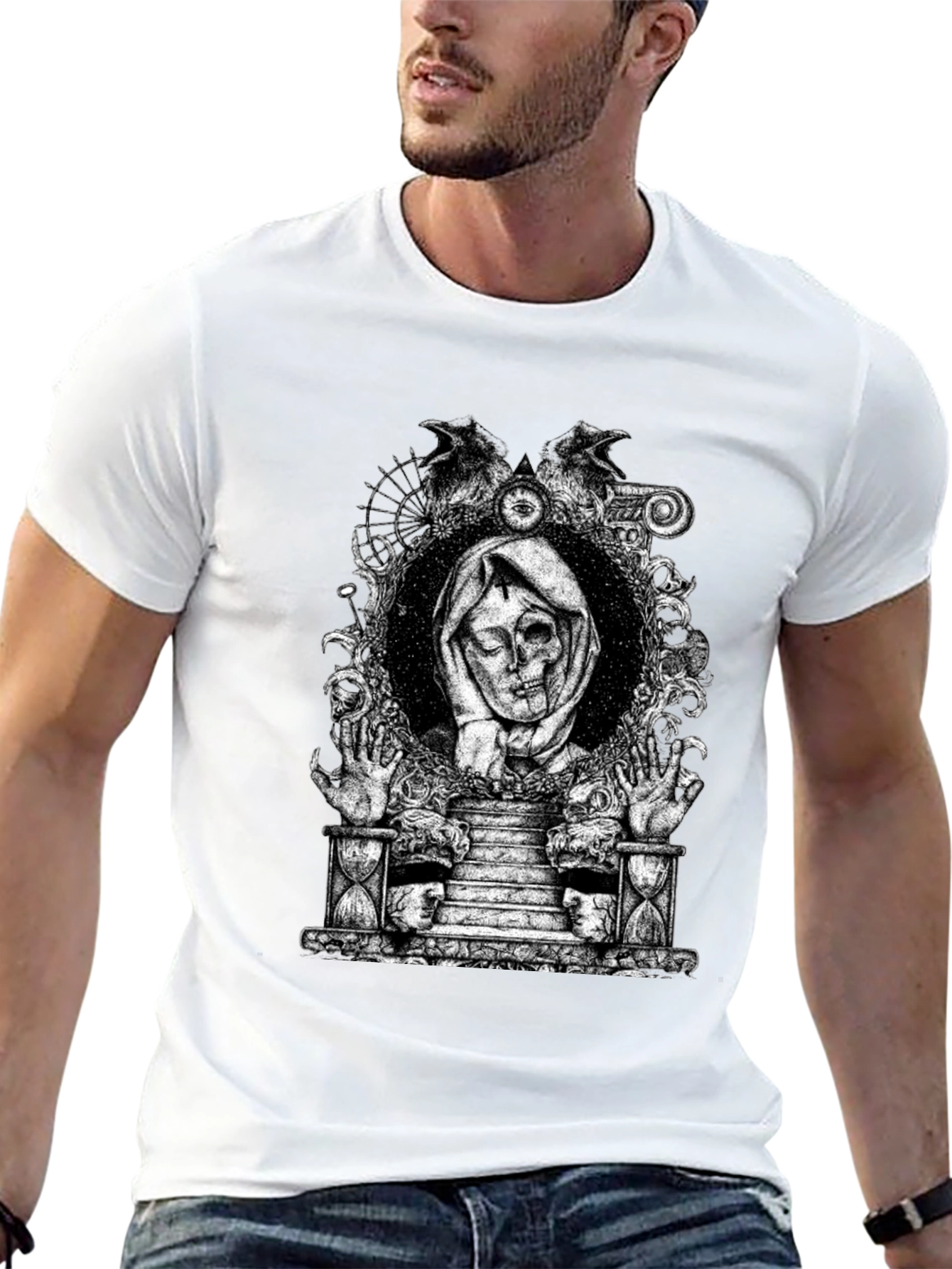 Grim Reaper Graphic Print Black T-Shirt