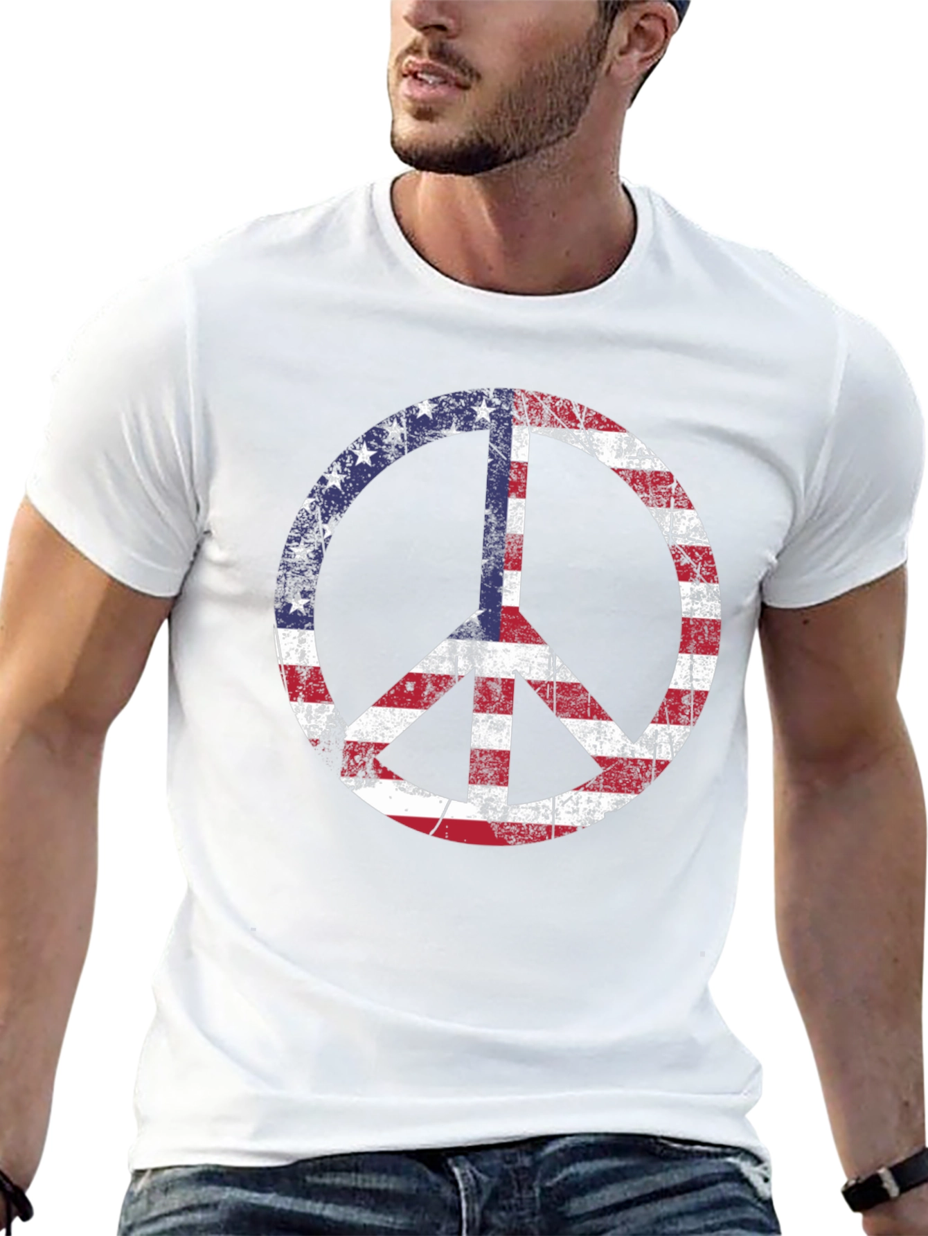 USA Peace Sign Graphic T-Shirt - Patriotic Tee