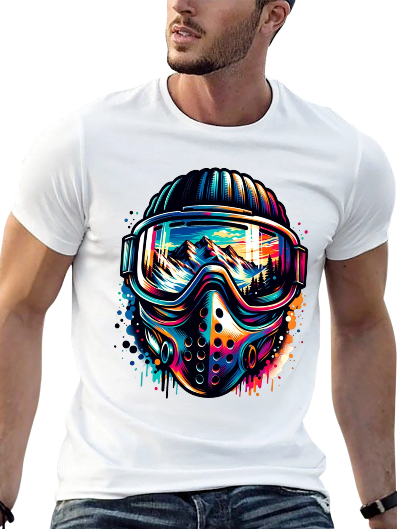 Vibrant Ski Mask Graphic Tee