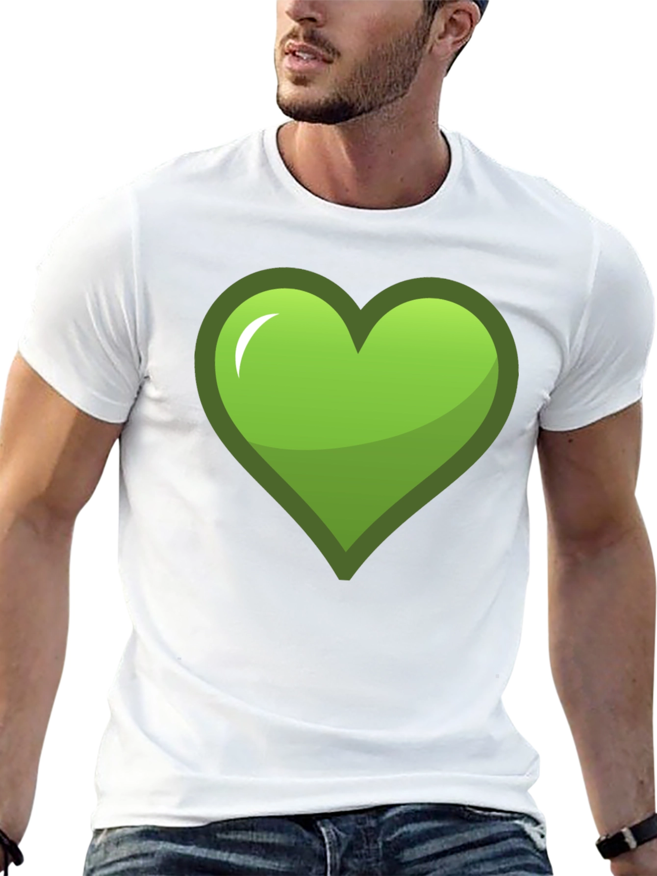 Green Heart Graphic Black T-Shirt
