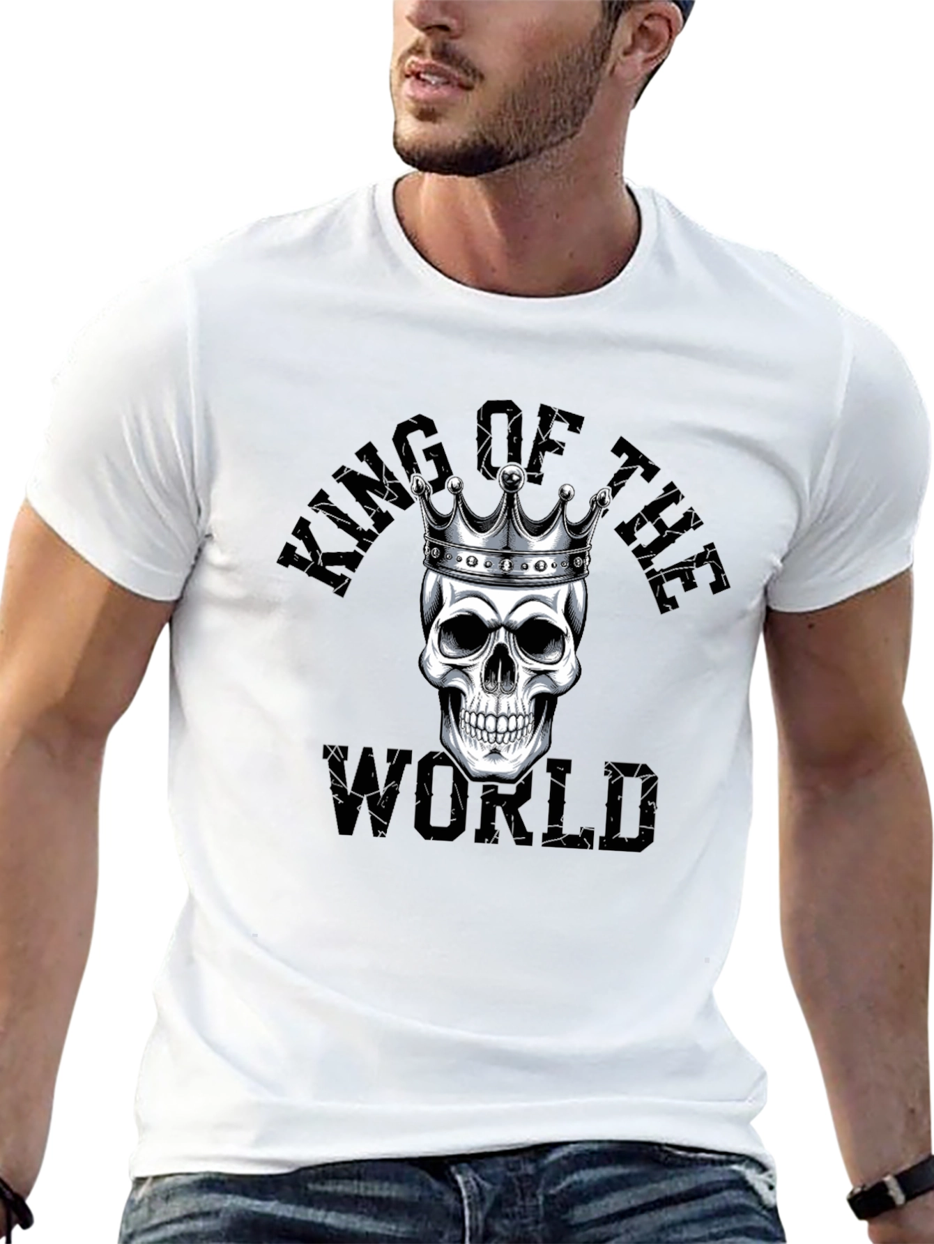 King of the World Skull Graphic T-Shirt