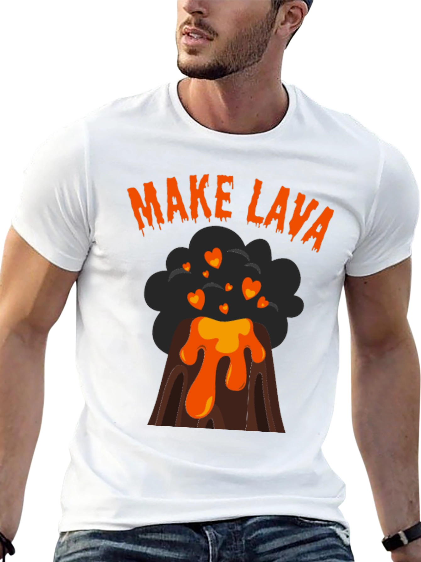 Make Lava Volcano Heart Graphic T-Shirt