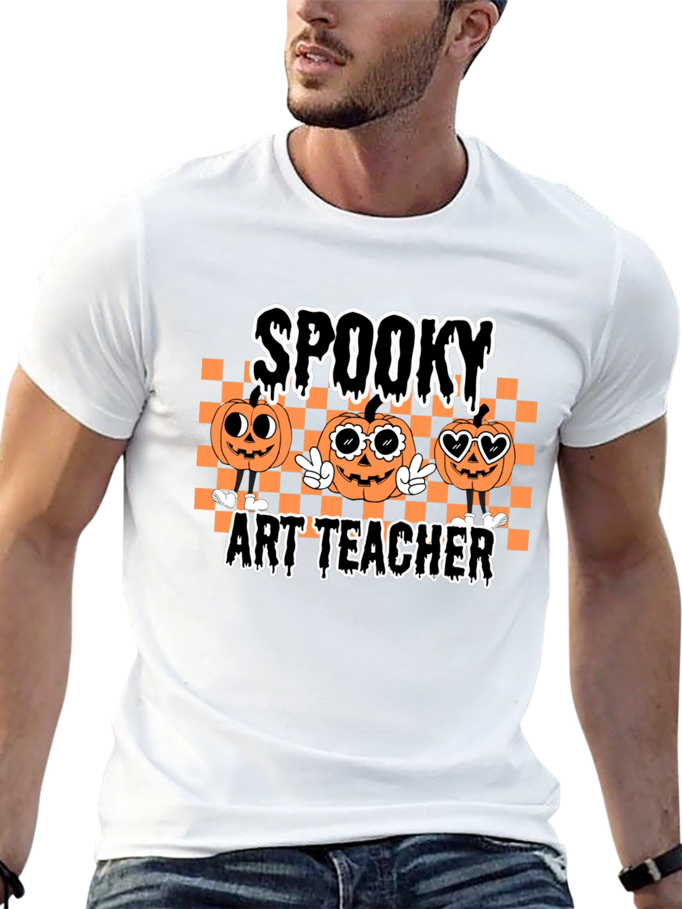 Spooky Art Teacher T-Shirt Halloween Pumpkin Graphic